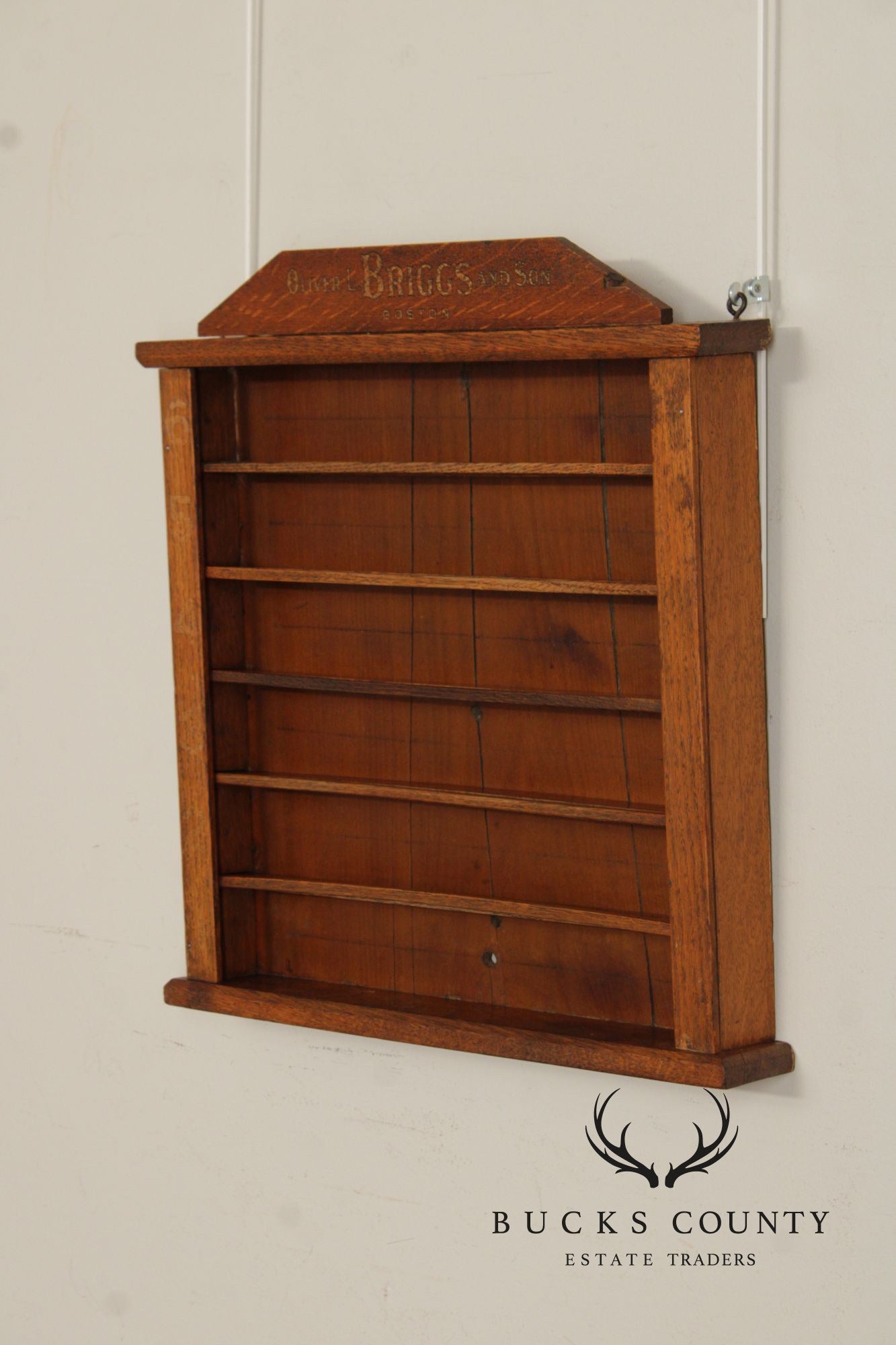 Oliver L. Briggs & Son Antique American Oak Billiards Shelf Cabinet