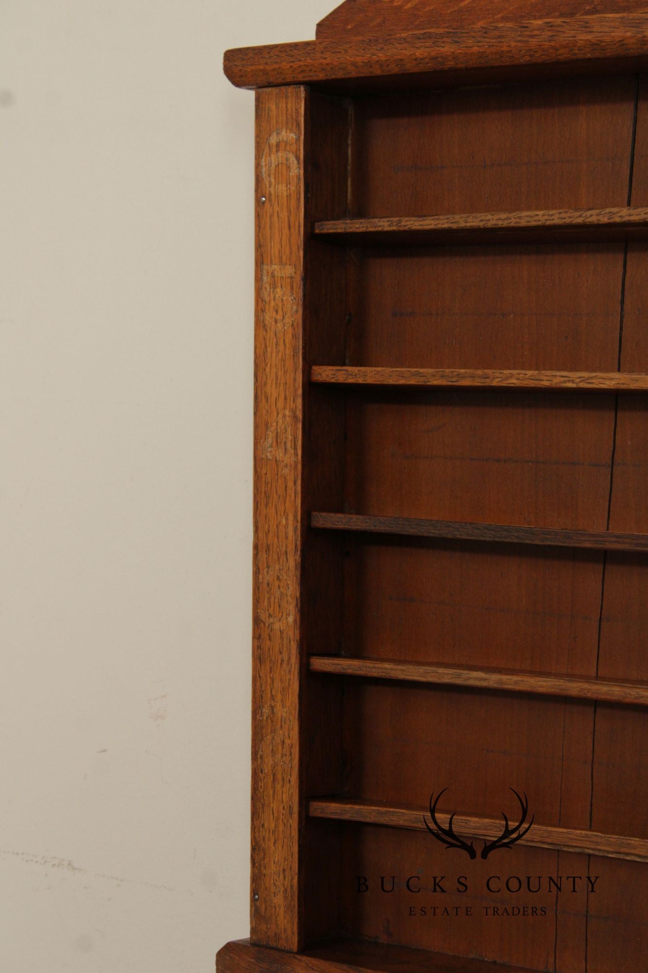 Oliver L. Briggs & Son Antique American Oak Billiards Shelf Cabinet