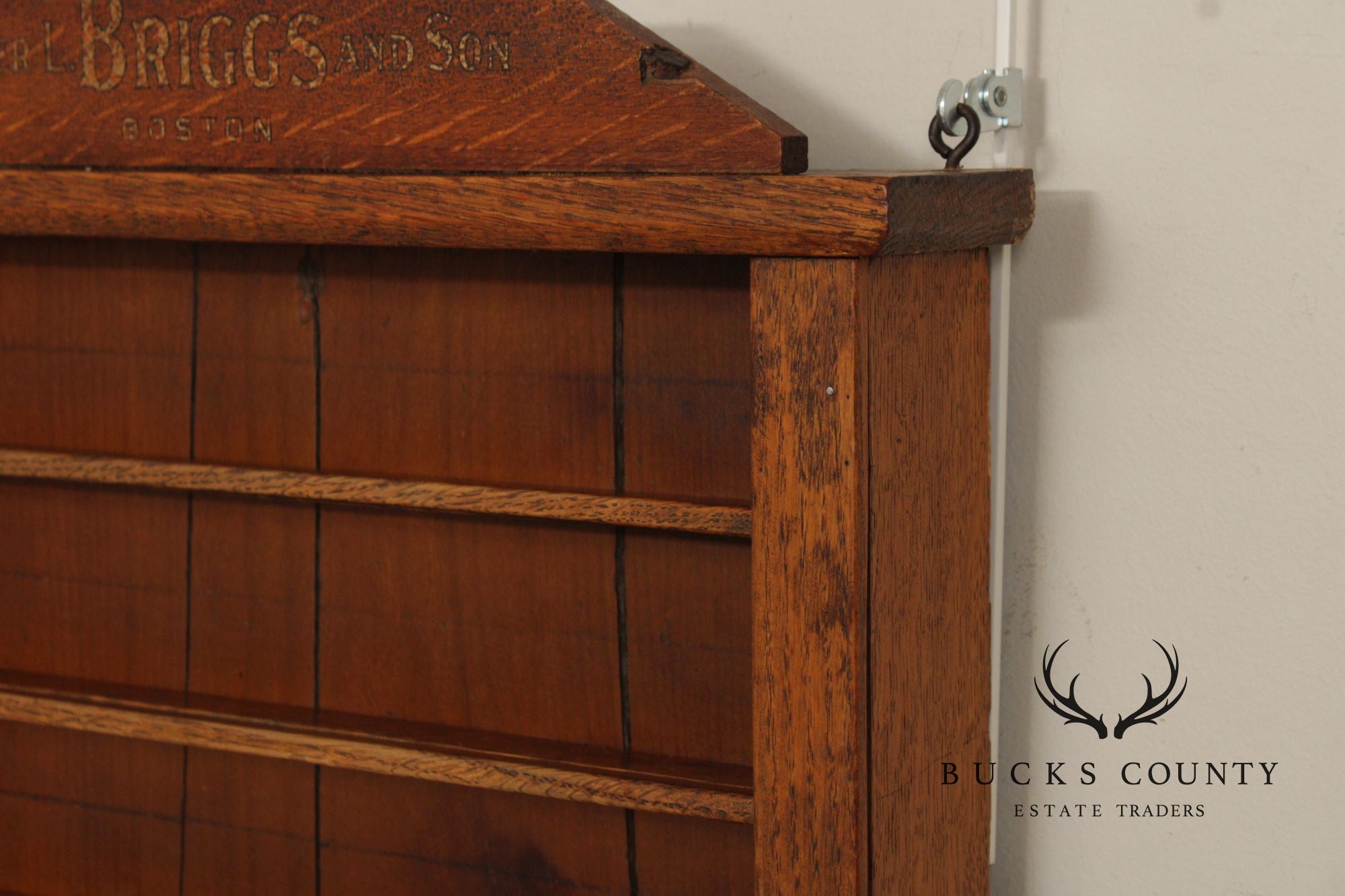 Oliver L. Briggs & Son Antique American Oak Billiards Shelf Cabinet