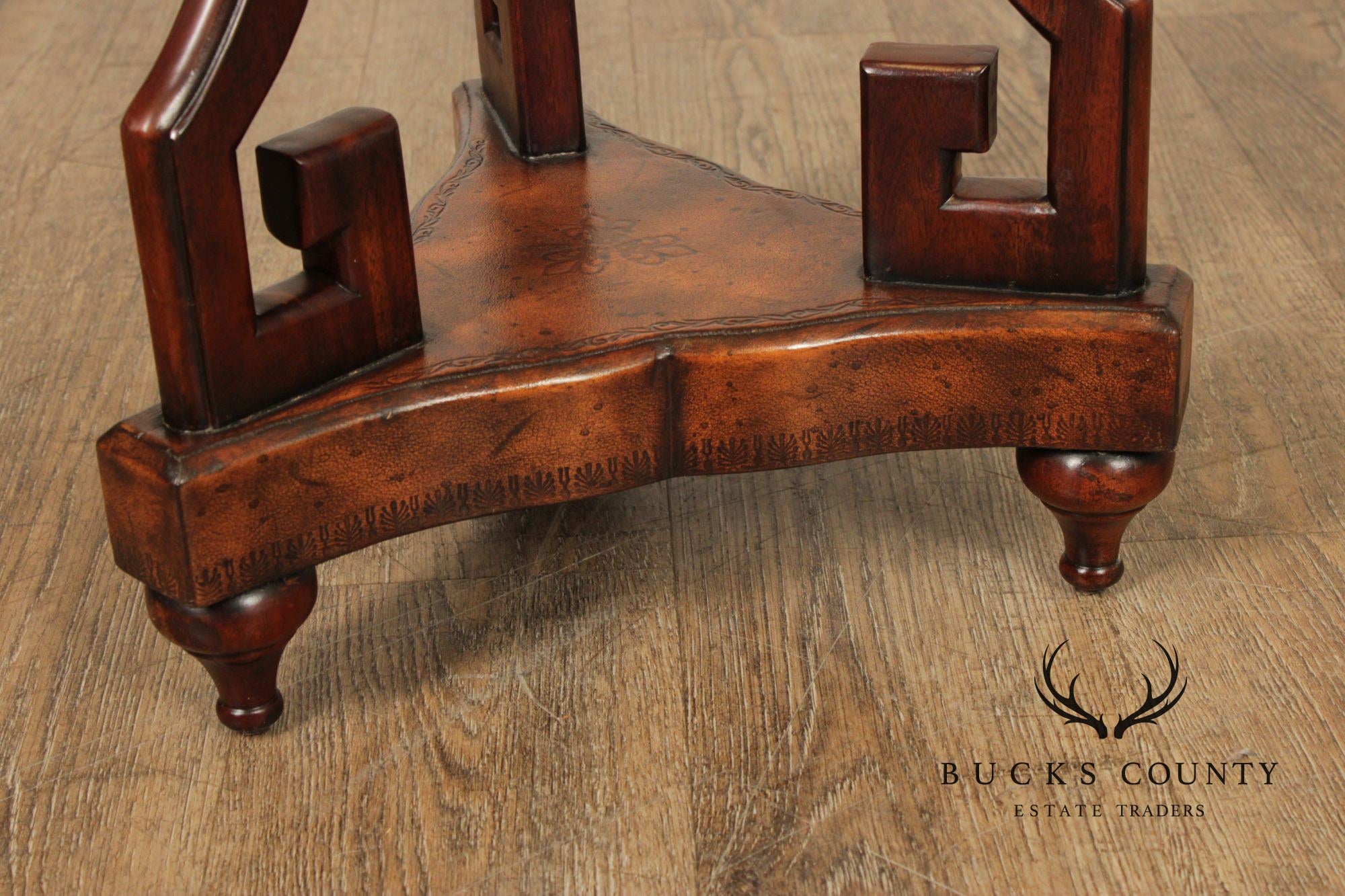 Theodore Alexander Pair of Two-Tier Leather Pedestals