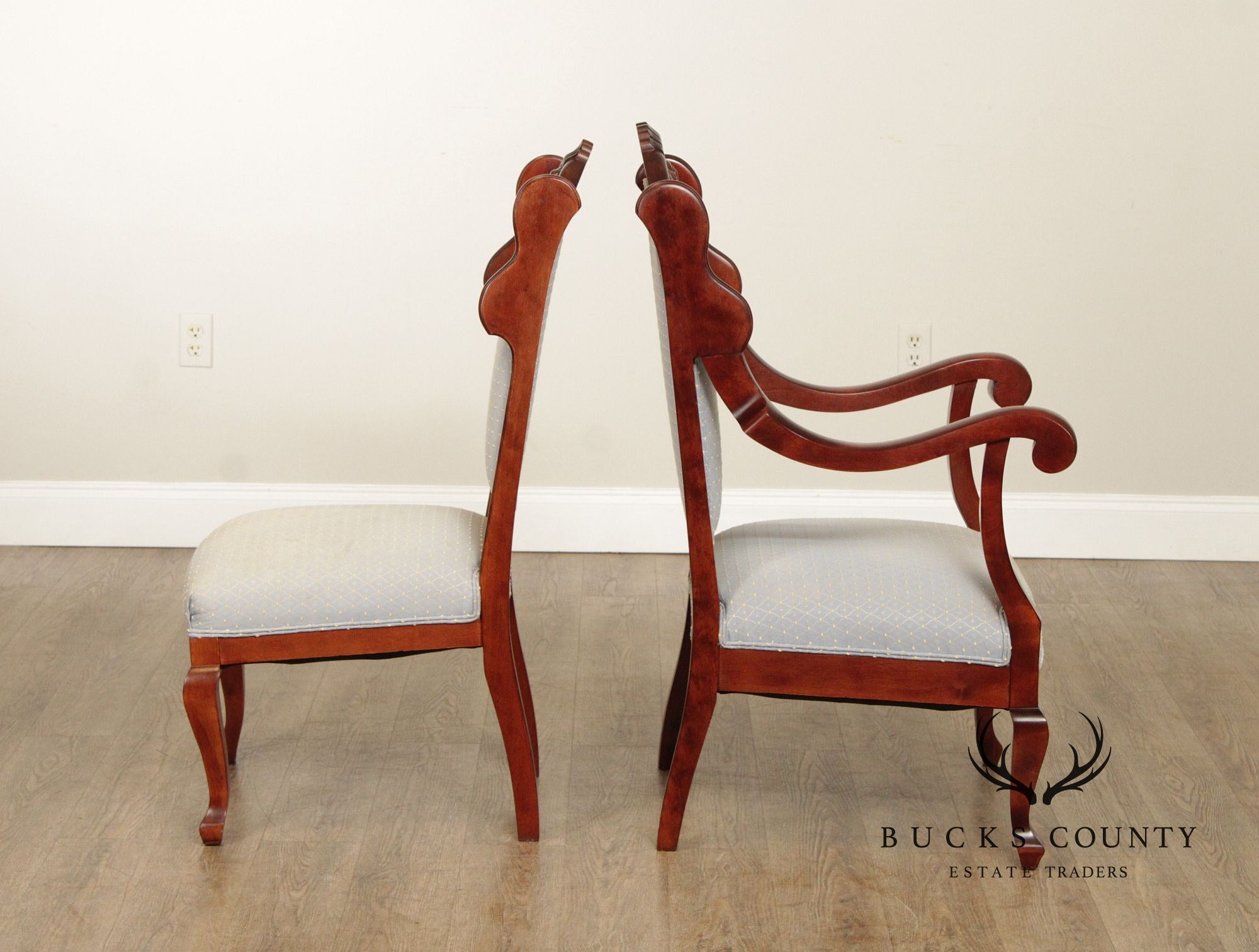 Antique Victorian Mahogany Set Of Two Parlor Chairs