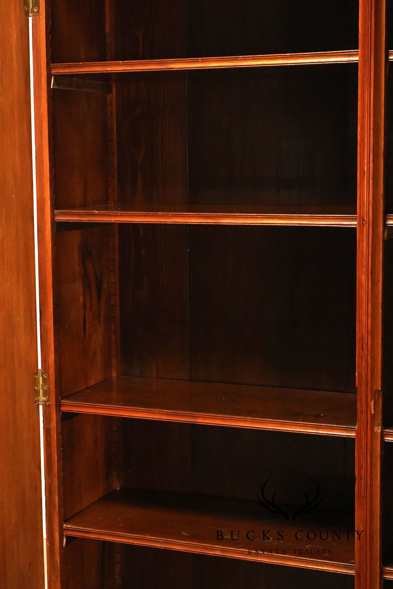 Antique Victorian Renaissance Revival Mahogany Large Two Door Bookcase