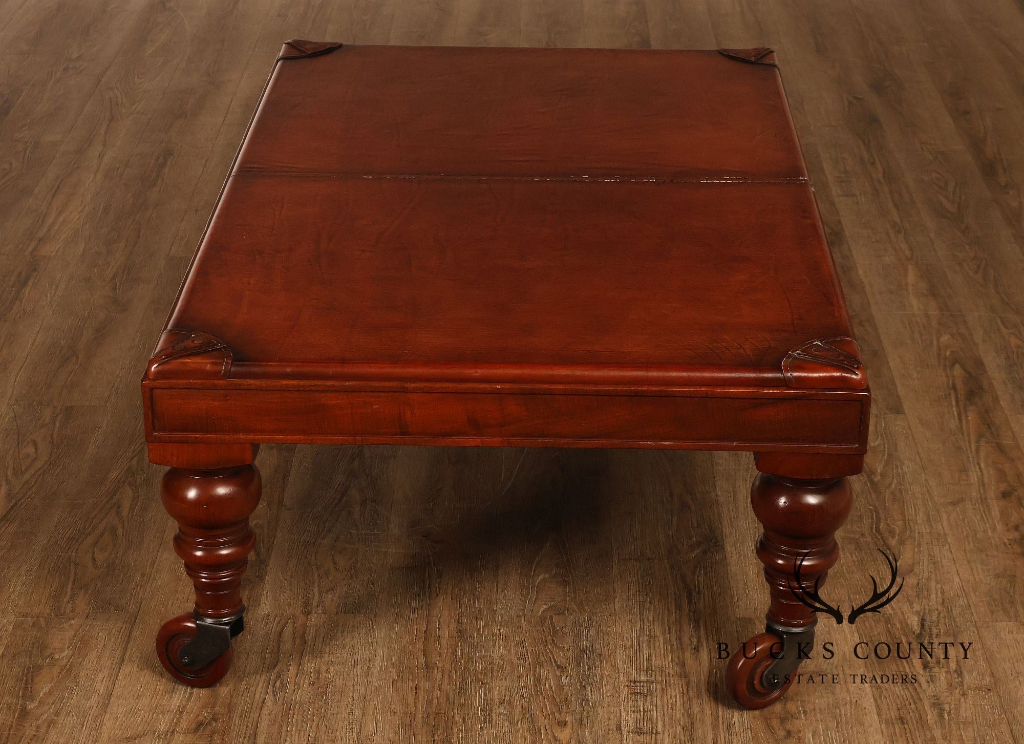 South Cone Company Traditional LeatherTop Coffee Table On Casters