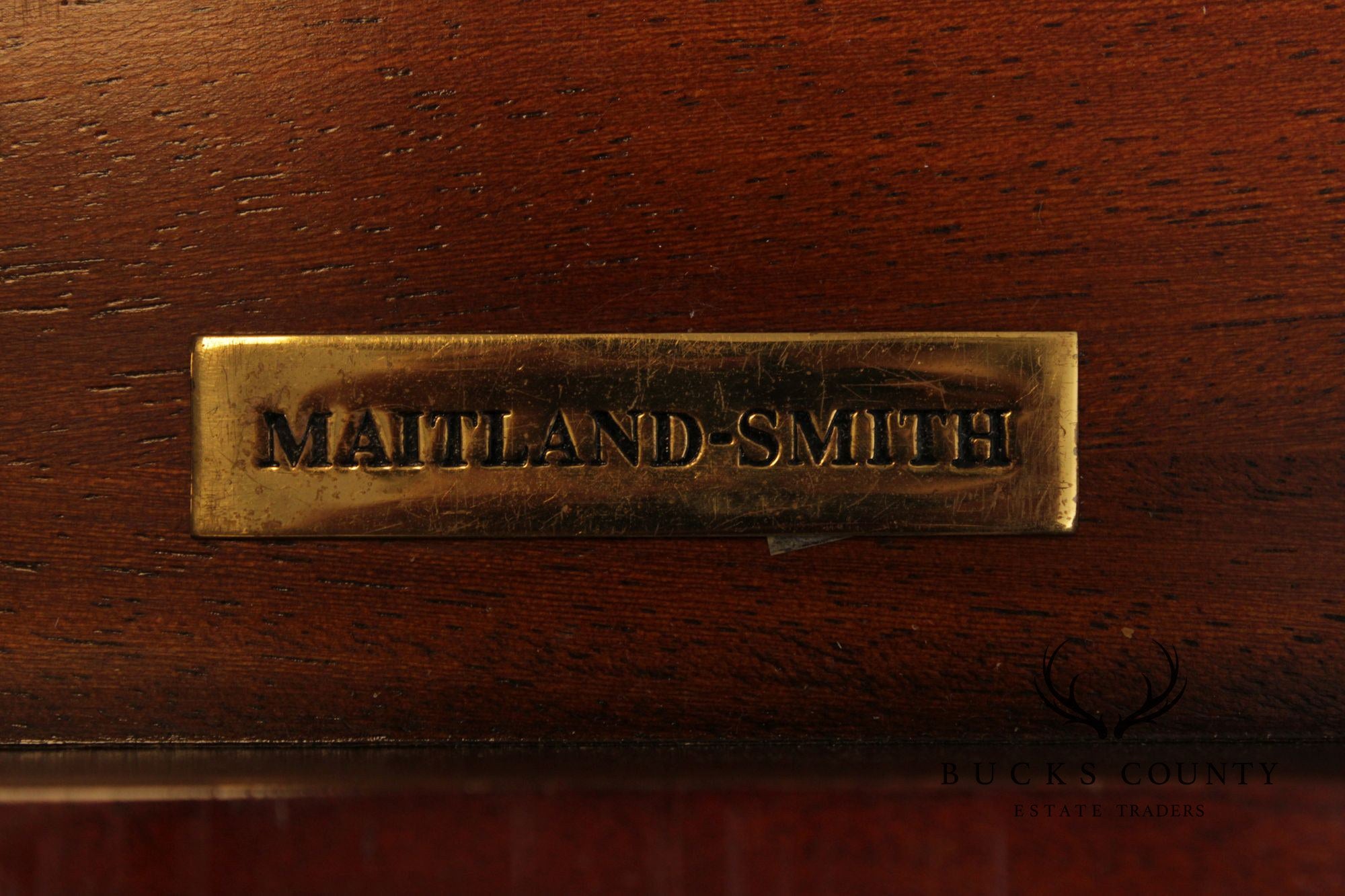 Maitland Smith Georgian Style Tooled Leather Executive Partner Desk
