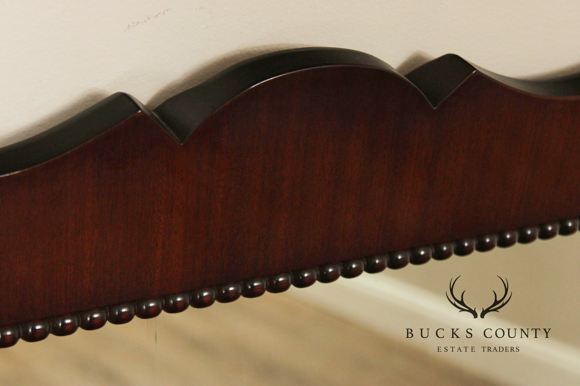 1940's Vintage Scalloped Mahogany Frame Wall Mirror