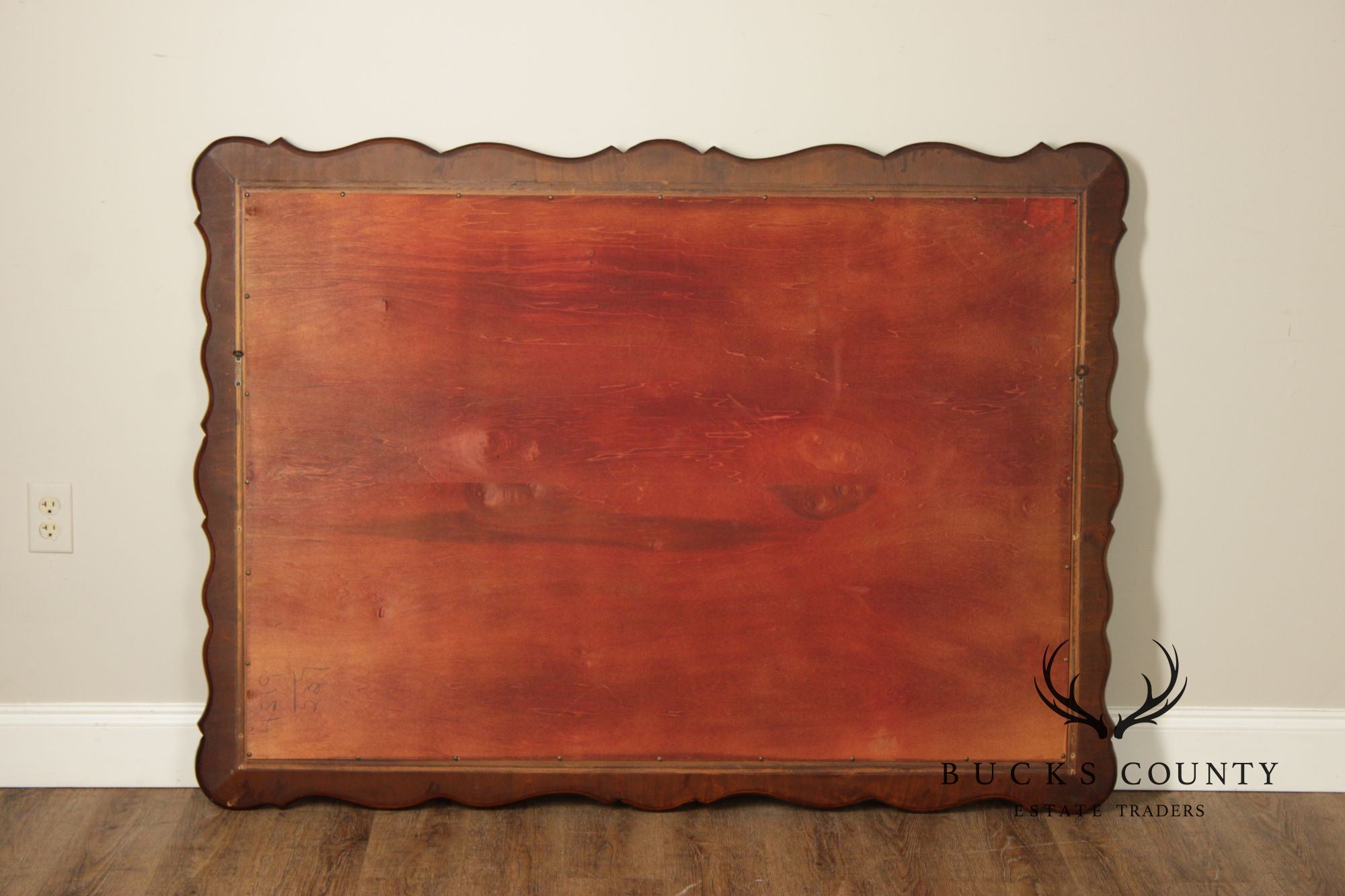 1940's Vintage Scalloped Mahogany Frame Wall Mirror