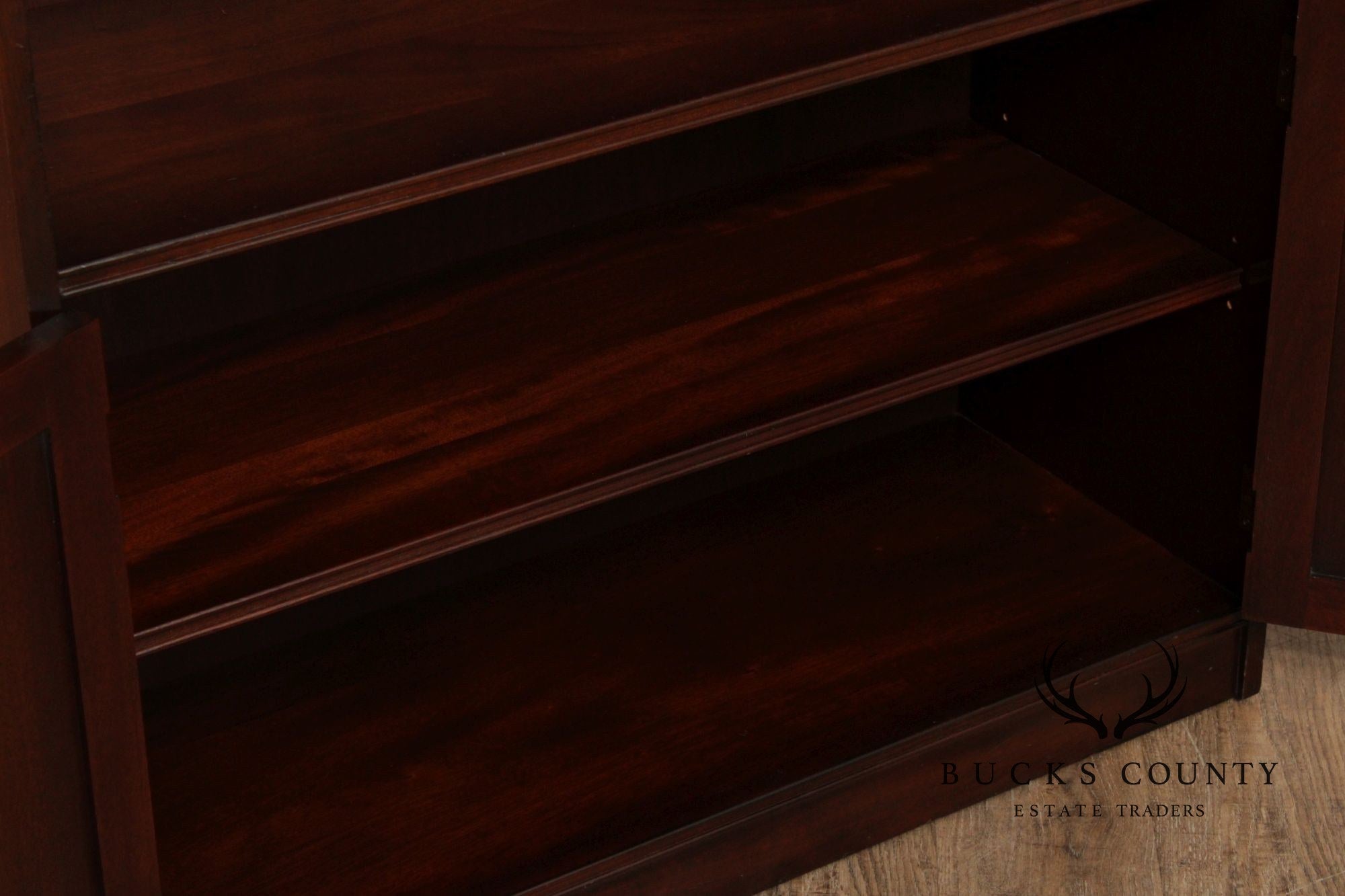 Mahogany Tall Open Bookcase With Lower Cabinet