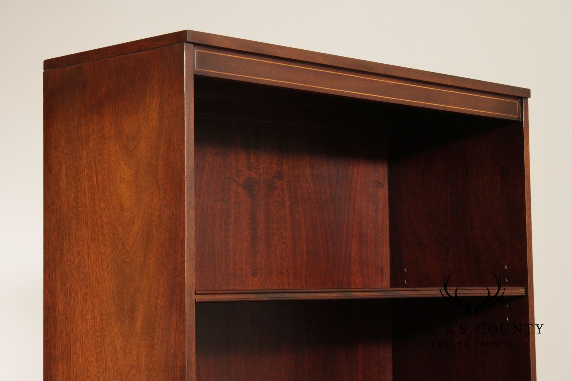 Mahogany Tall Open Bookcase With Lower Cabinet