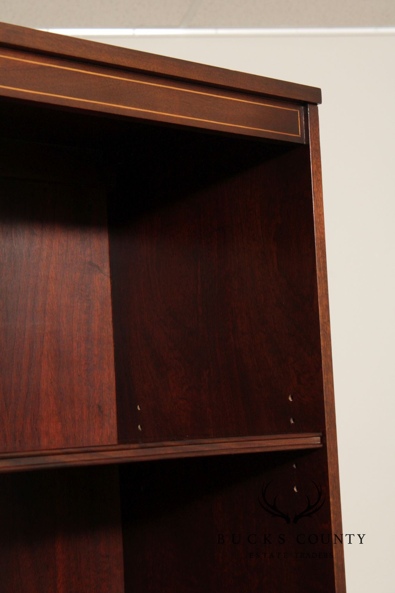 Mahogany Tall Open Bookcase With Lower Cabinet