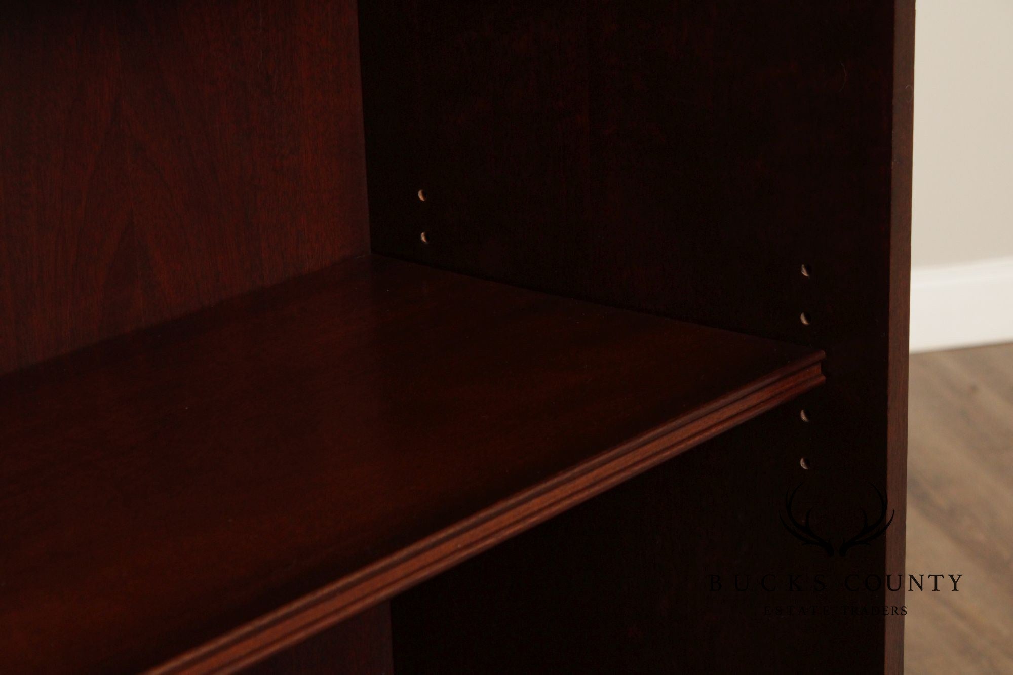 Mahogany Tall Open Bookcase With Lower Cabinet