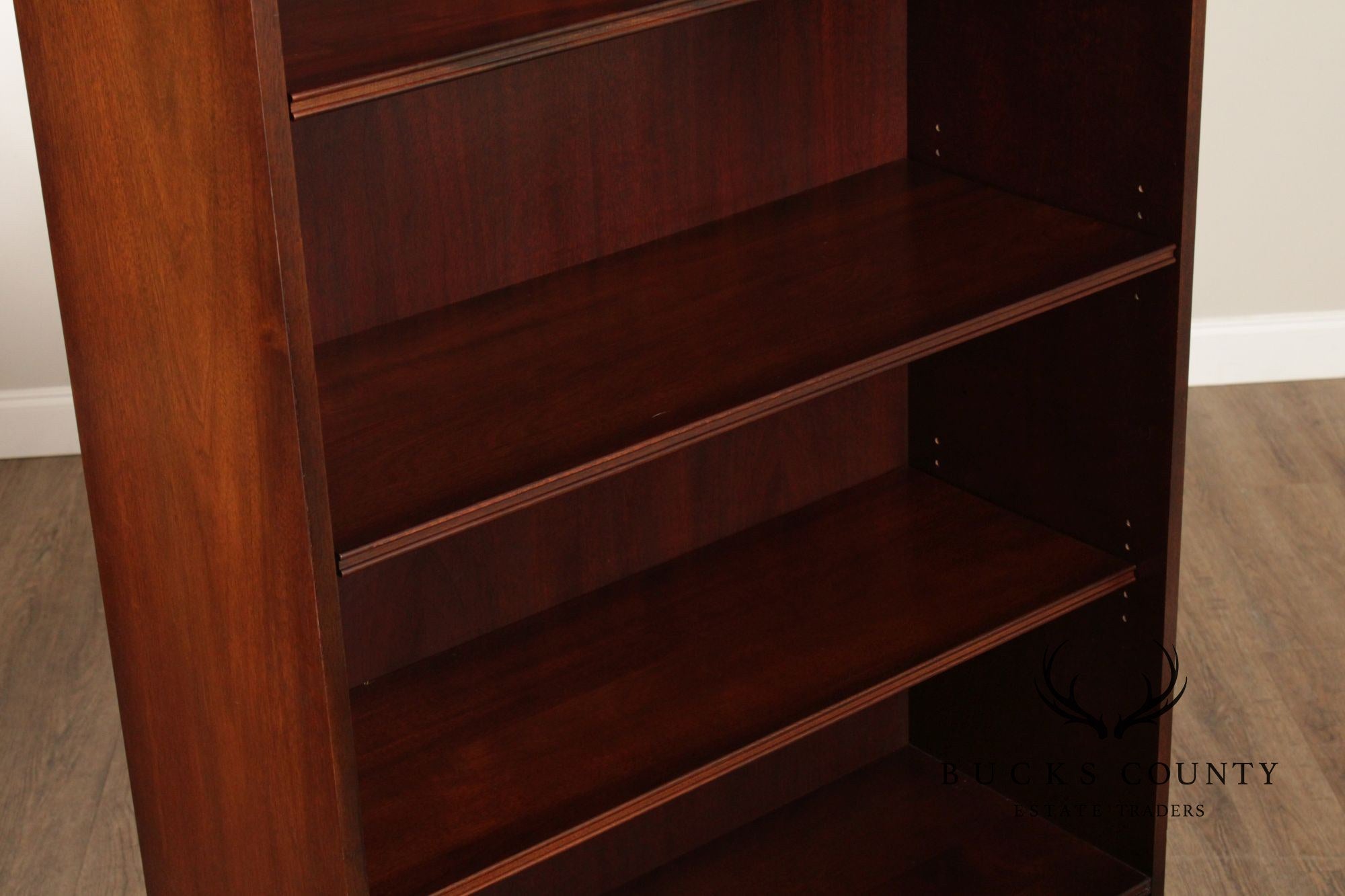 Mahogany Tall Open Bookcase With Lower Cabinet