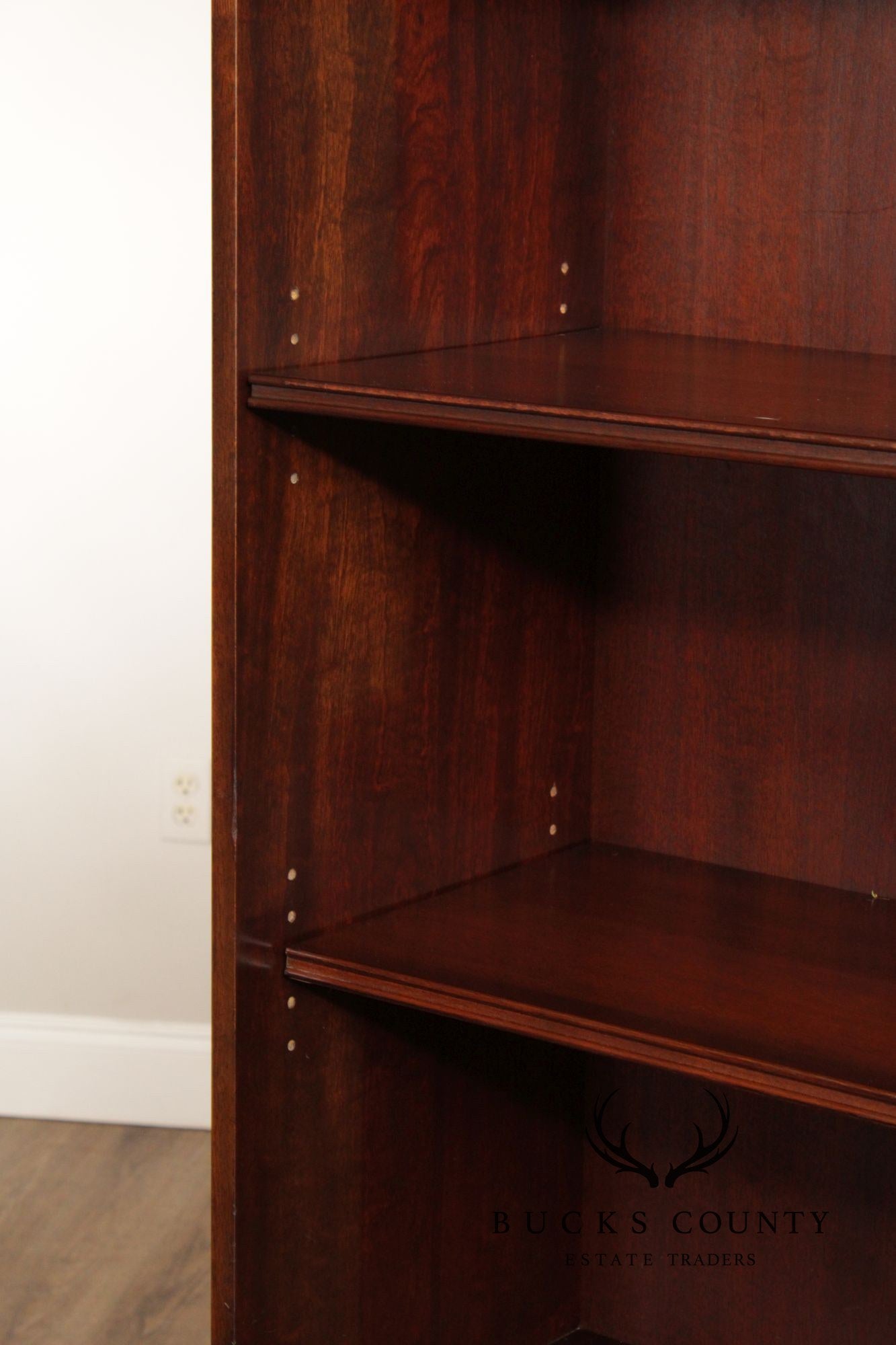 Mahogany Tall Open Bookcase With Lower Cabinet
