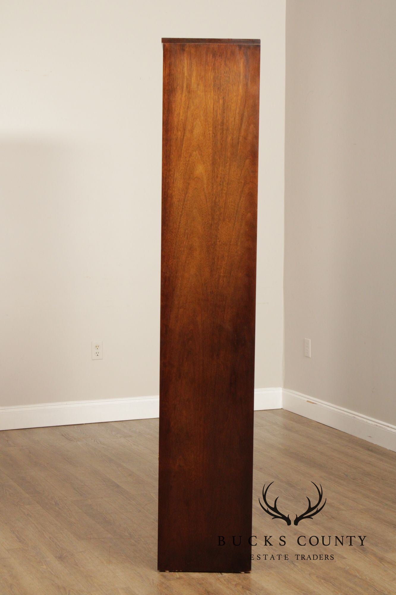 Mahogany Tall Open Bookcase With Lower Cabinet