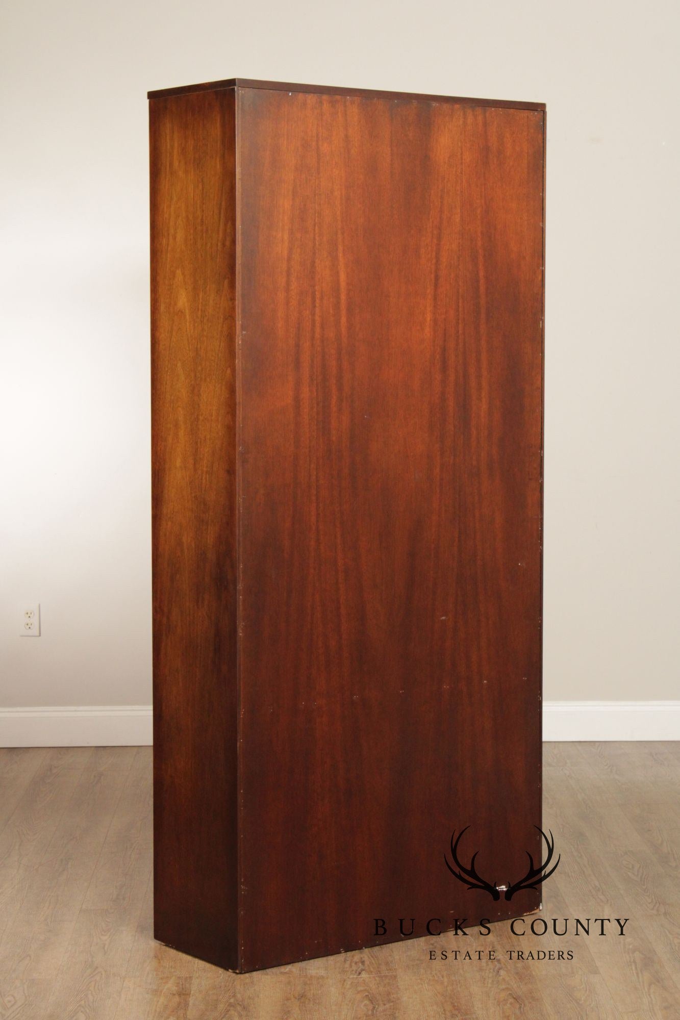 Mahogany Tall Open Bookcase With Lower Cabinet