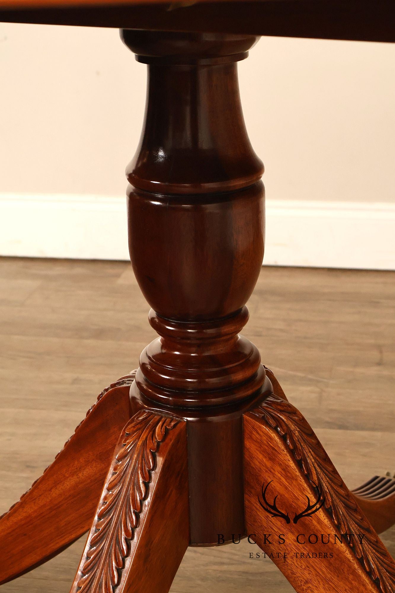 Duncan Phyfe Style Mahogany Round Breakfast Table With Brass Claw Feet