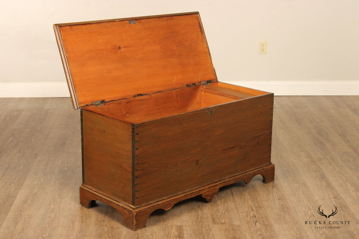 Antique Chippendale Style Dovetailed Blanket Chest With Till