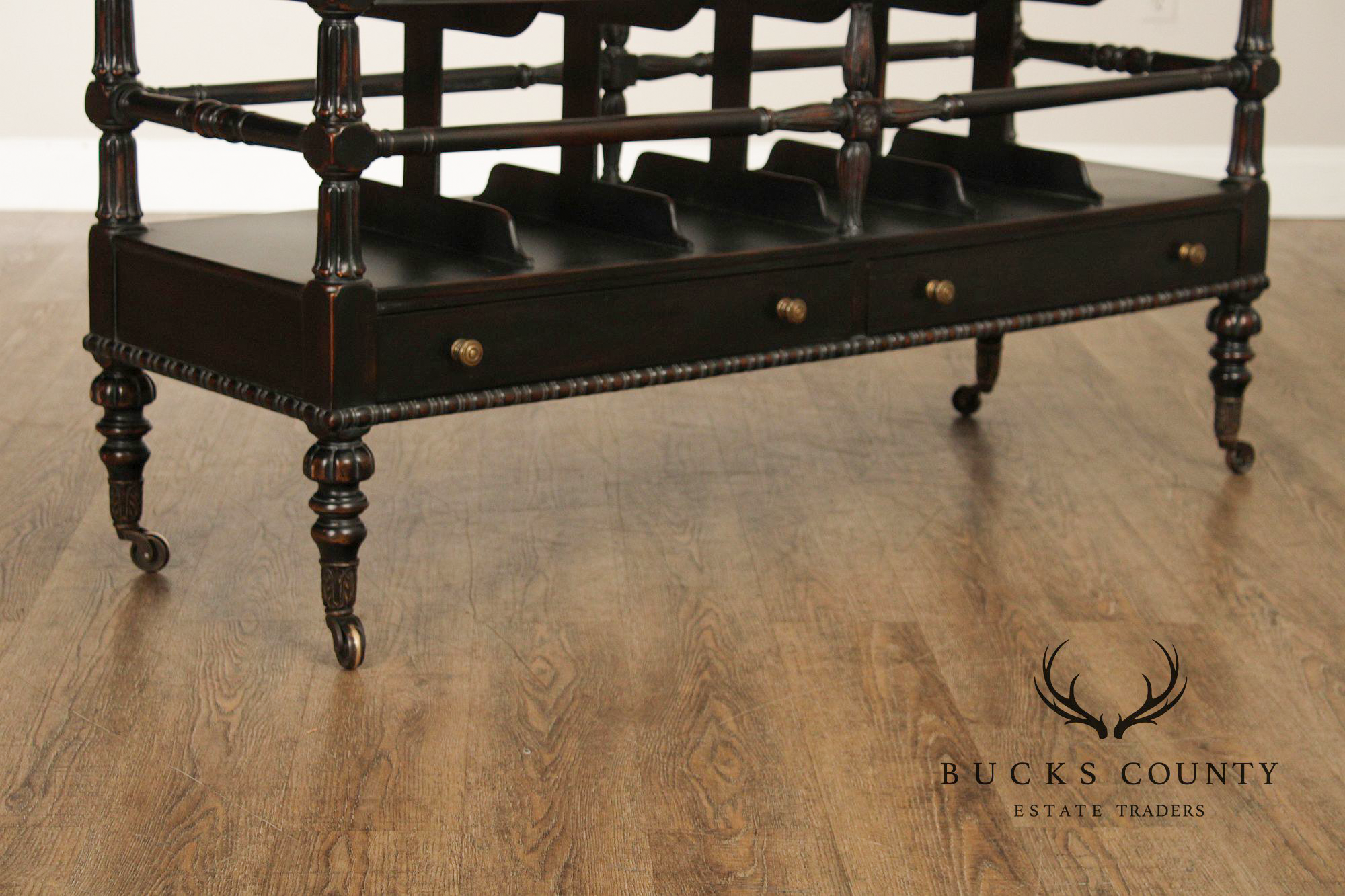 Sarried Tudor Style Ebonized Double Canterbury Magazine Rack