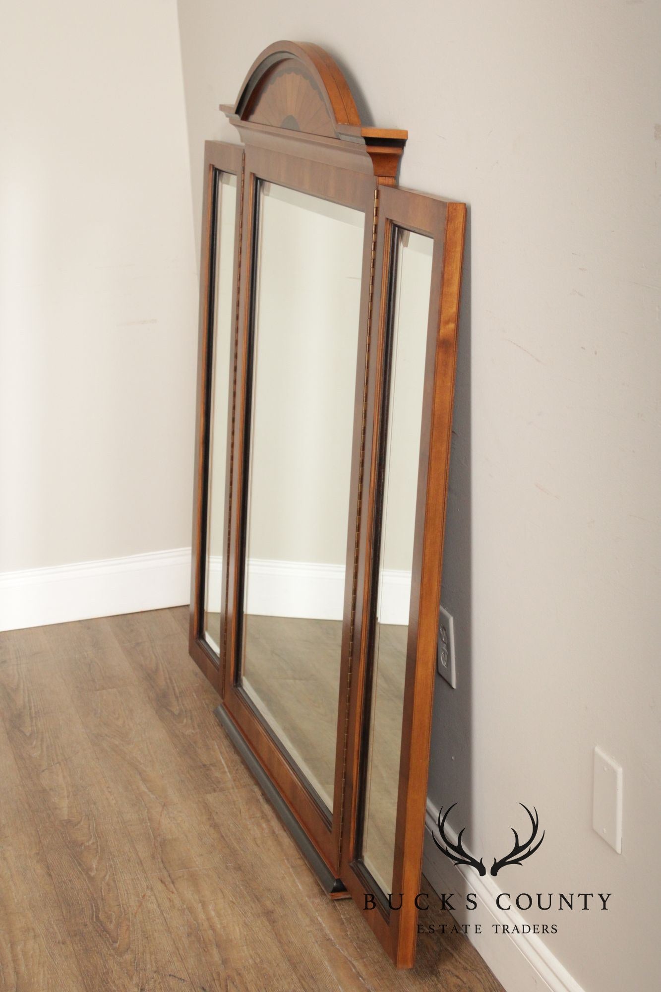 Century Furniture Empire Style Inlaid Tri-Fold Mirror