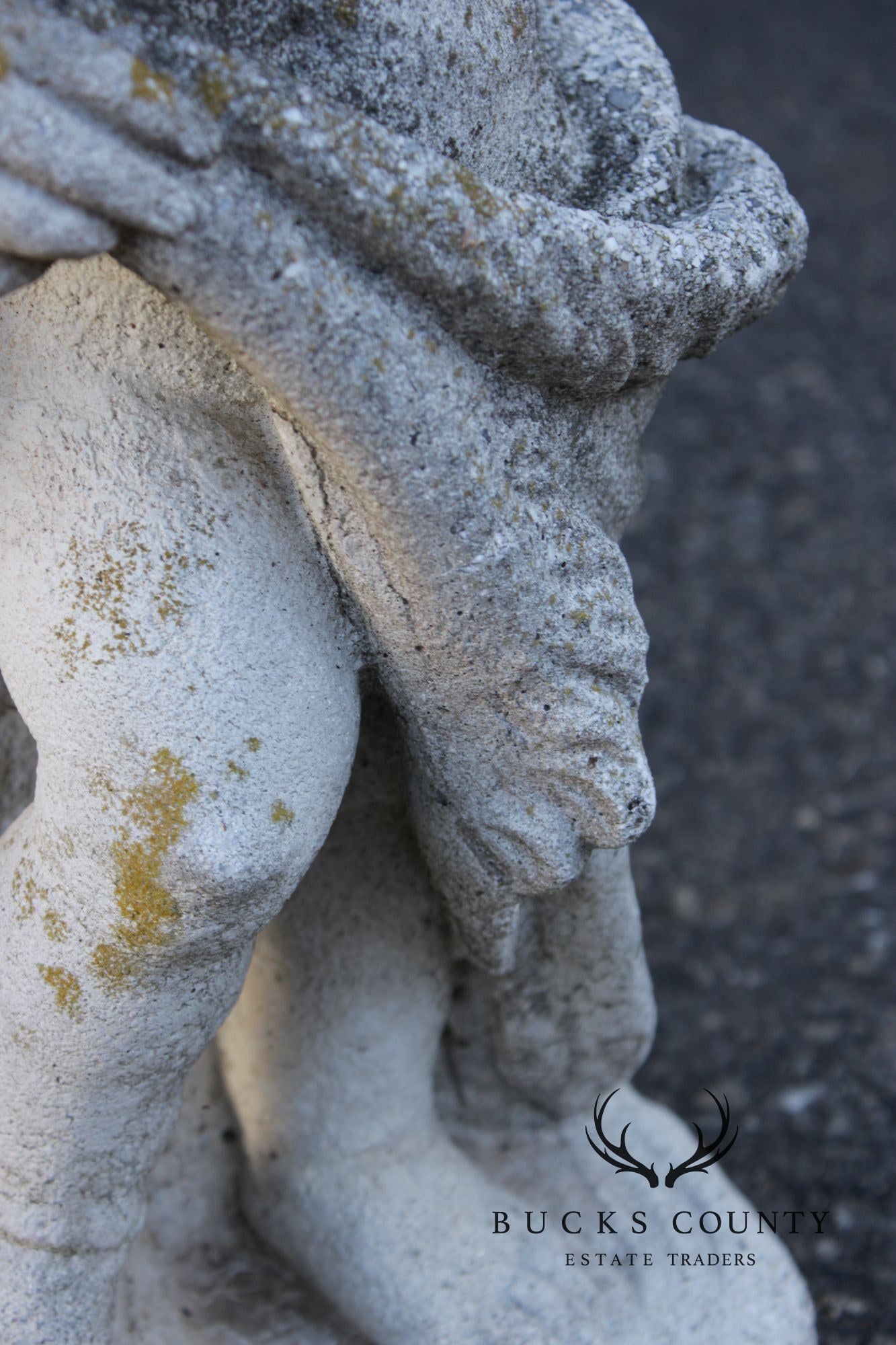 Vintage Cast Stone Cherub Garden Statue