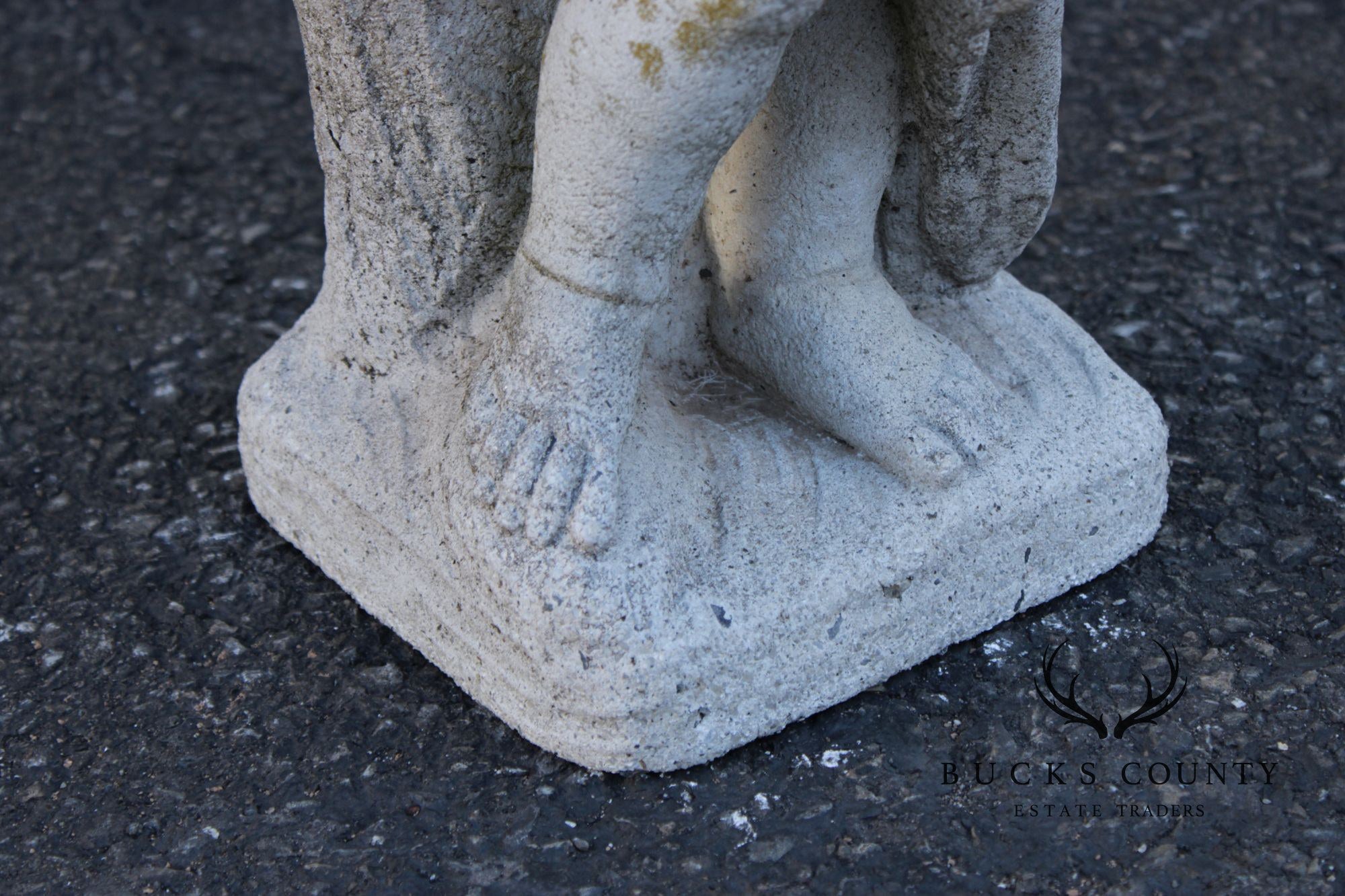 Vintage Cast Stone Cherub Garden Statue