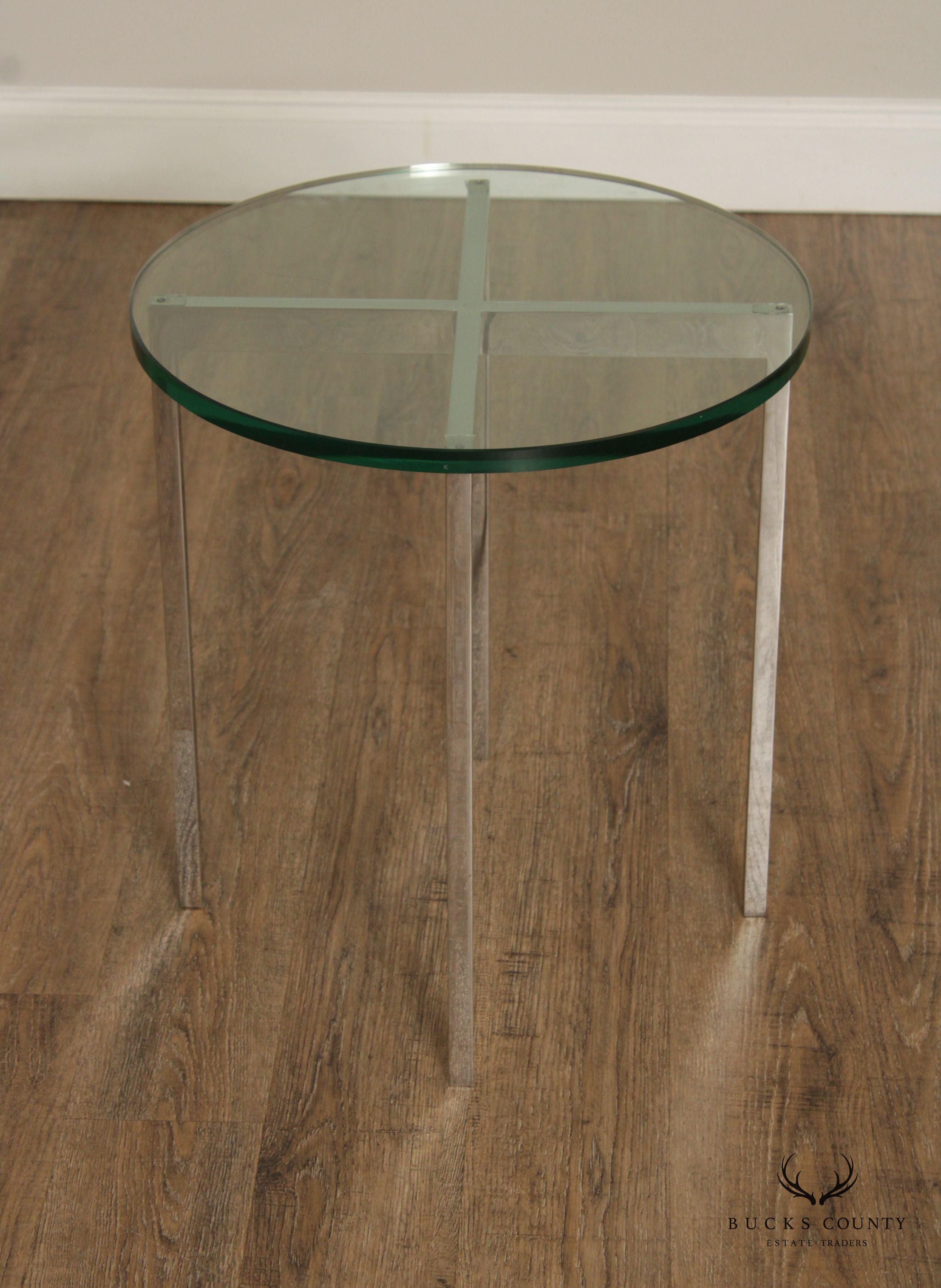 Mid Century Modern Glass Top Chrome Side Table