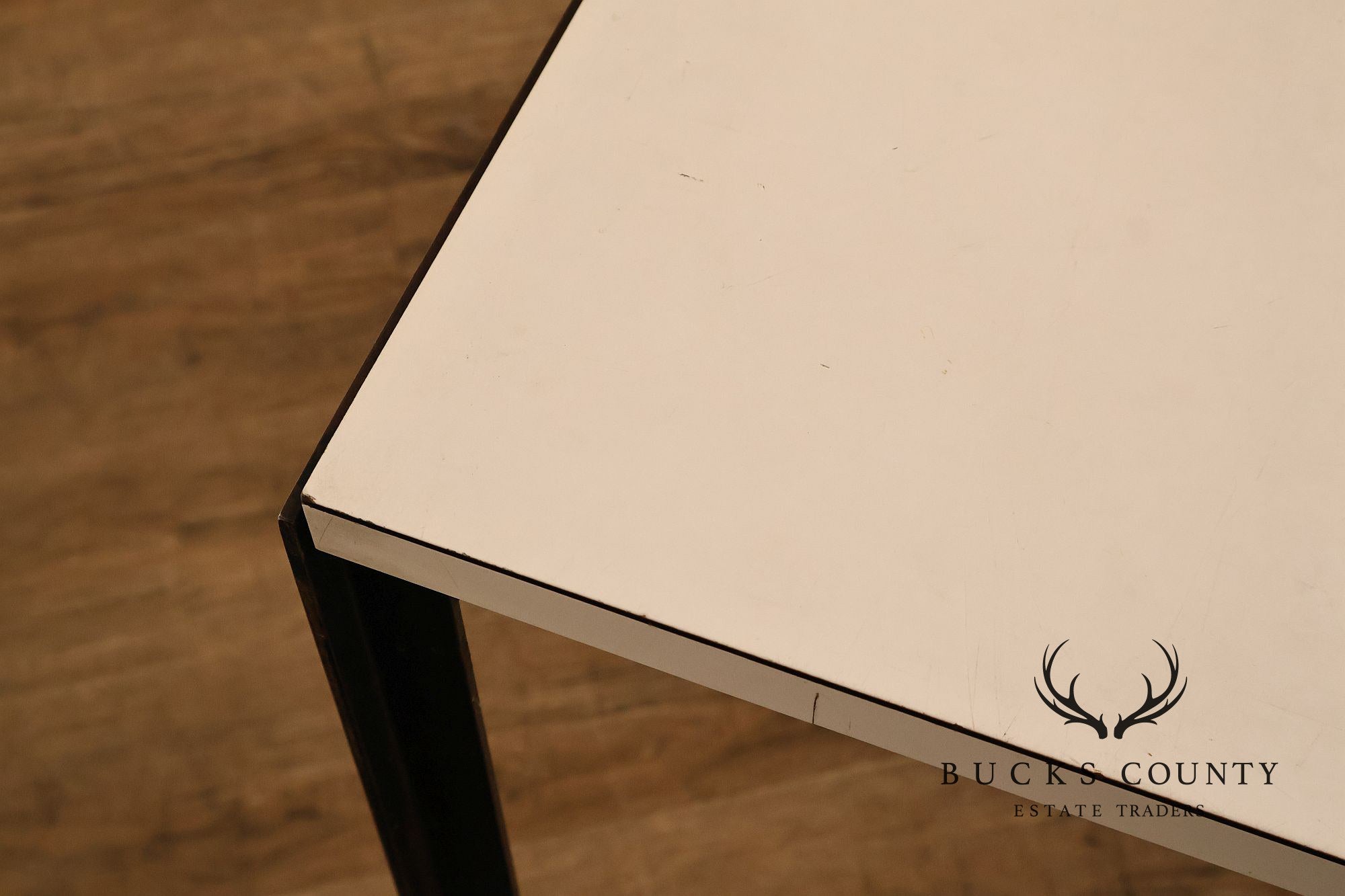 Vintage Knoll Associates Mid Century Modern White Laminate And Black Metal Dining Table