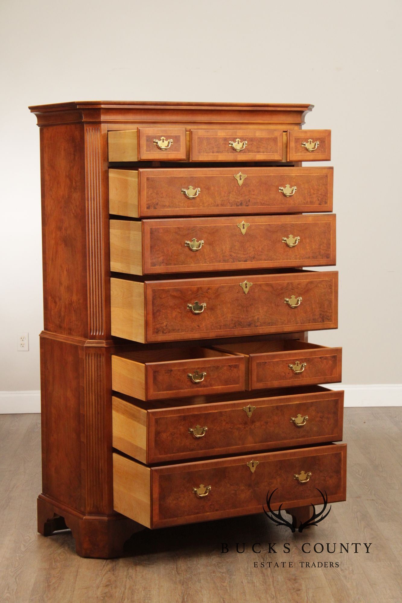 Century British National Trust Collection Burlwood Chest on Chest