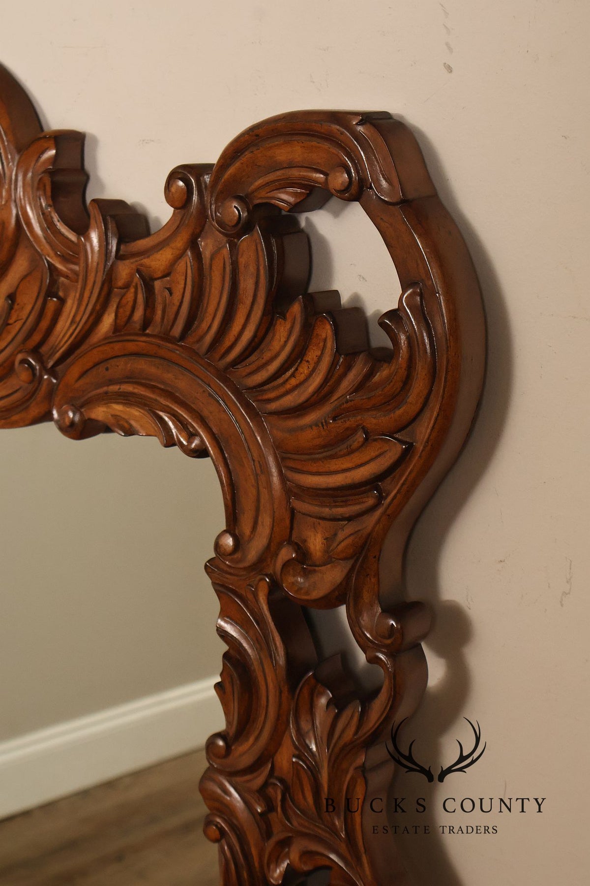 Large Hand Carved Baroque Style Wood Wall Mirror