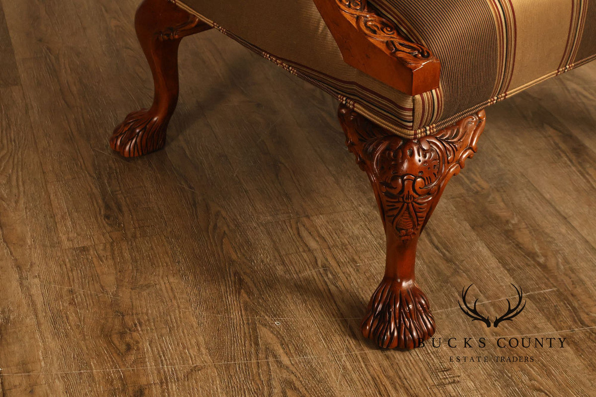 Century Chair Co. Traditional Chippendale Style Carved Upholstered Armchair