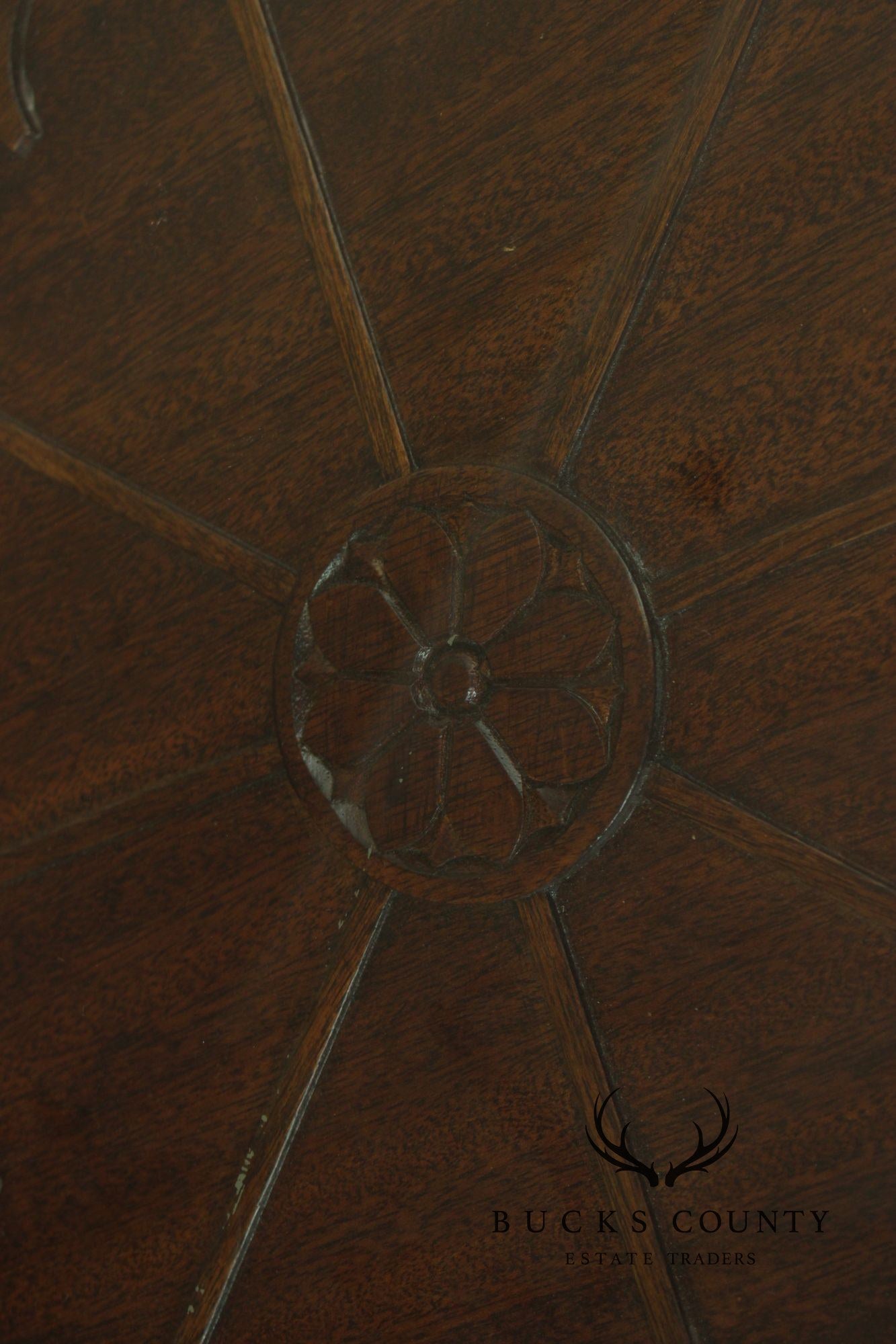 Georgian Style Mahogany Double Pedestal Glass Top Dining Table