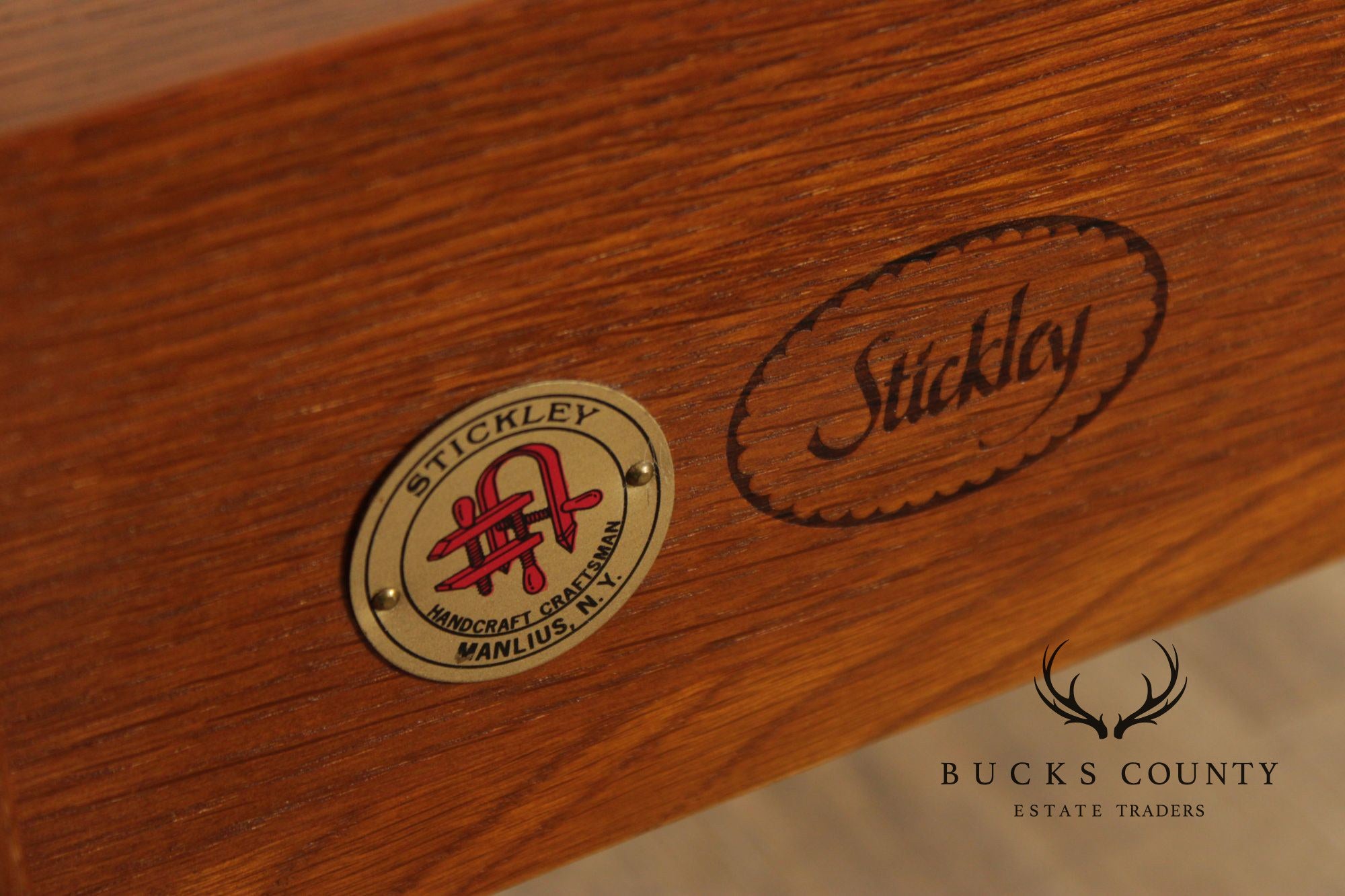Stickley Mission Collection Harvey Ellis Inlaid Oak Queen Bed