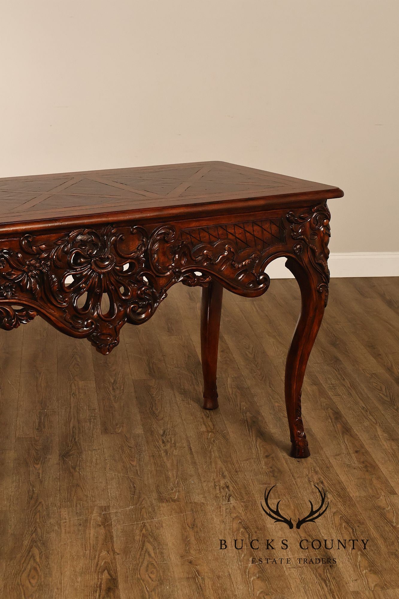 Henredon Carved Mahogany French Louis XV Style Console Table