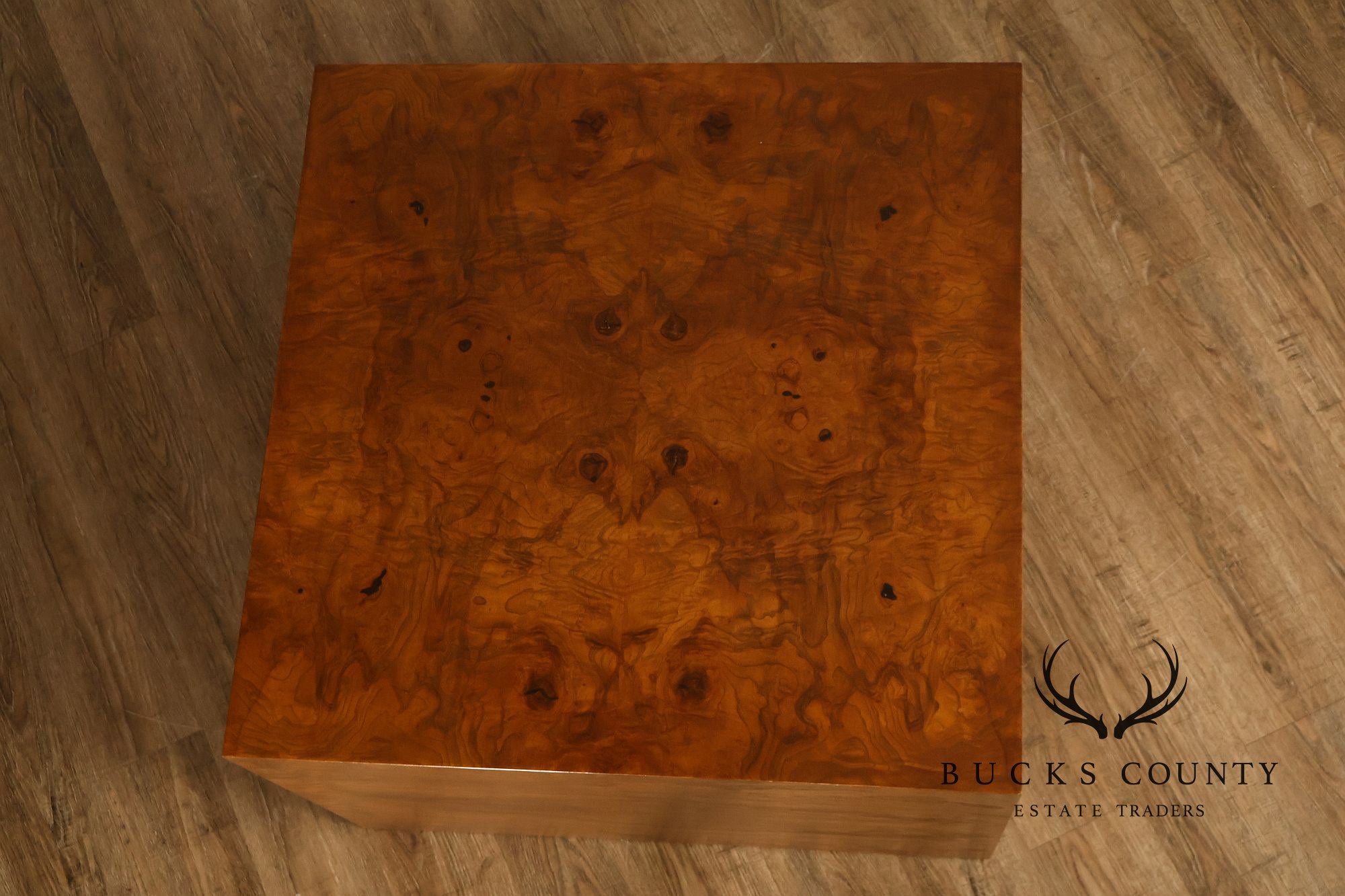 Thayer Coggin Milo Baughman Mid Century Modern Burl Wood Cube Side Table