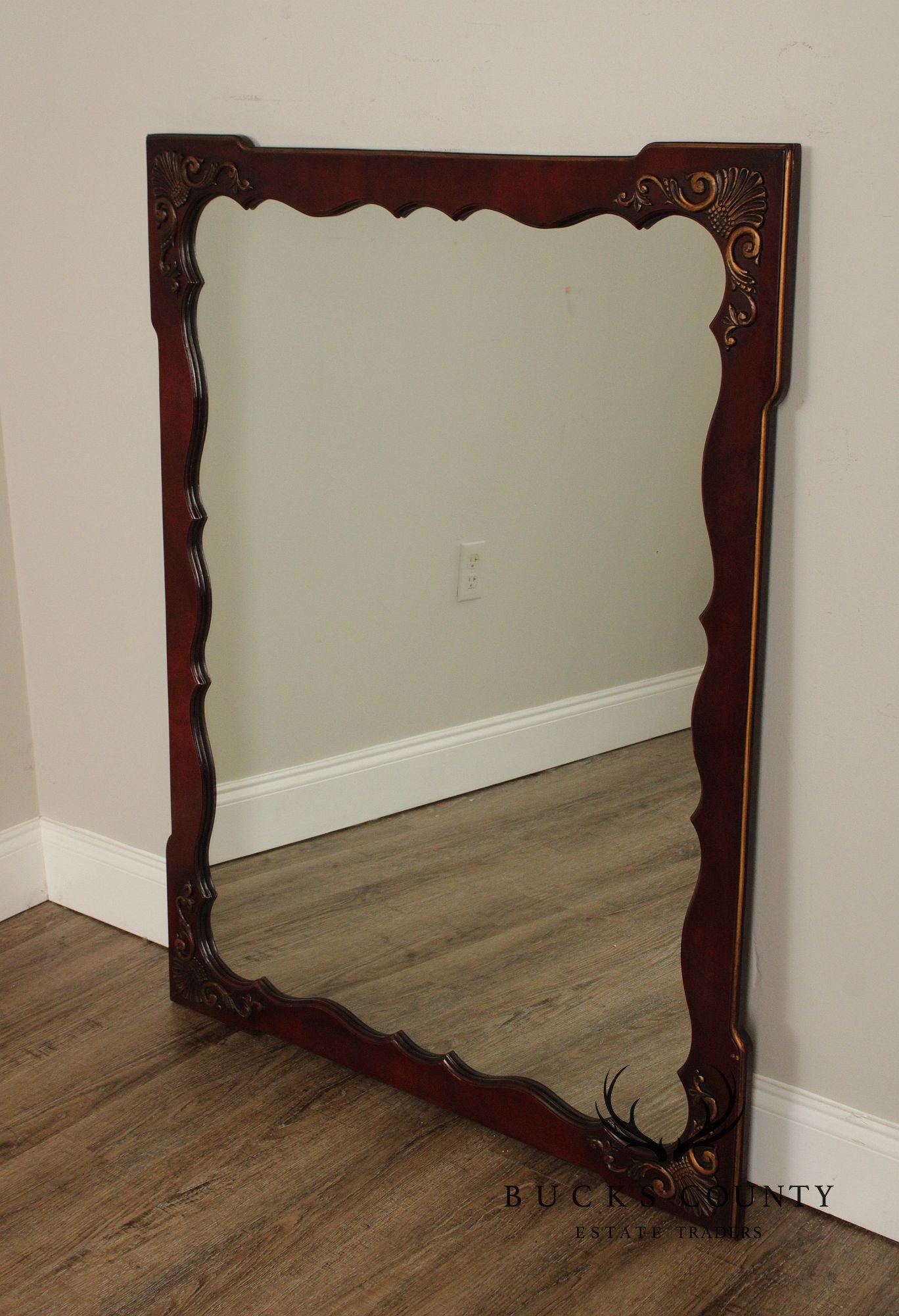 Rococo Style Scalloped Frame Mahogany Wall Mirror