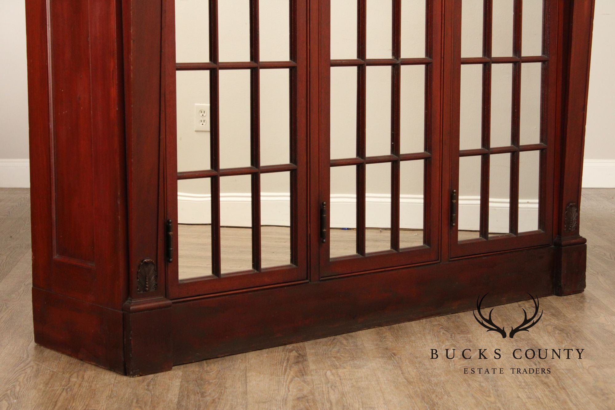 Antique Empire Revival Carved Mahogany Bookcase