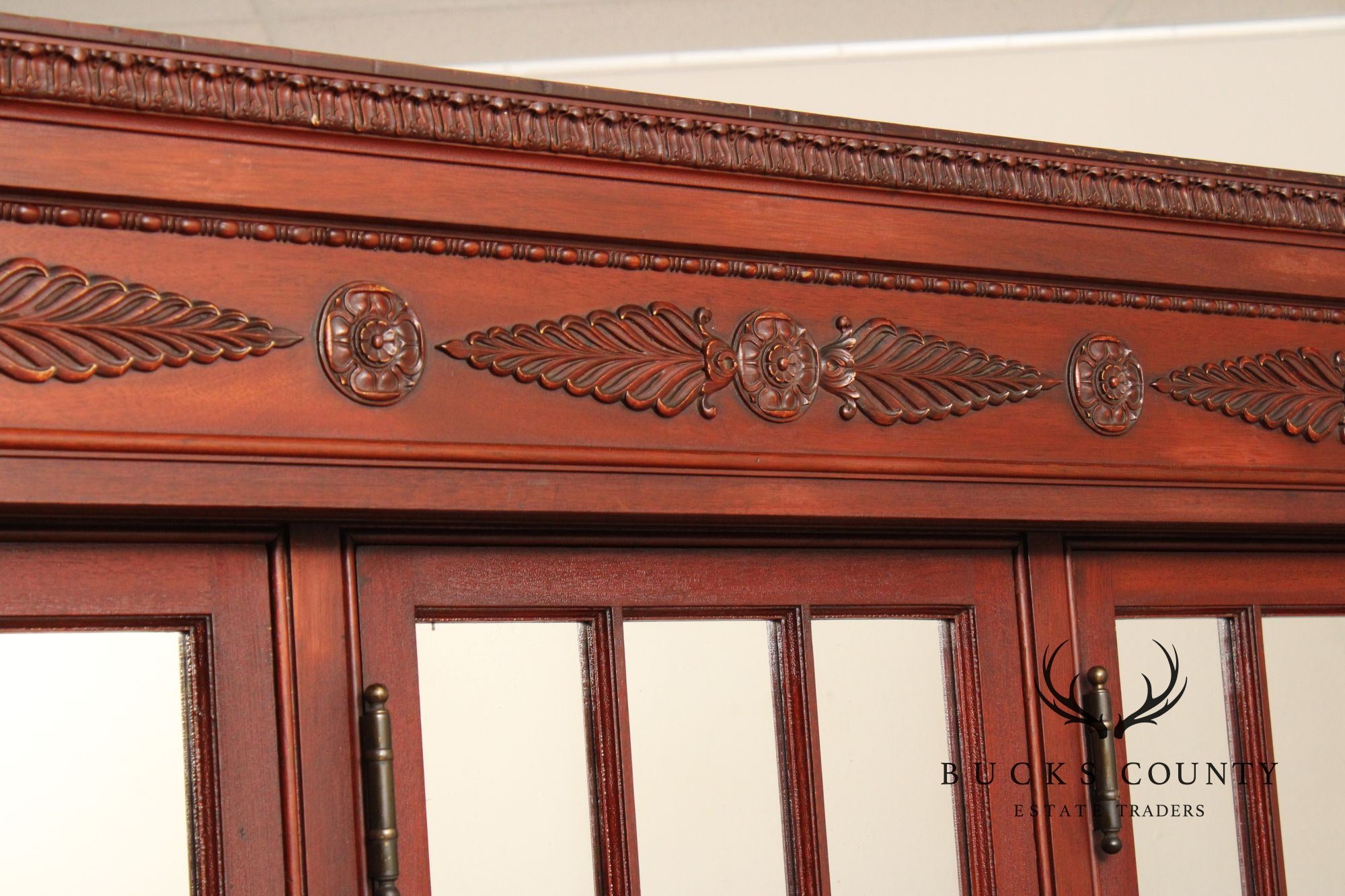 Antique Empire Revival Carved Mahogany Bookcase