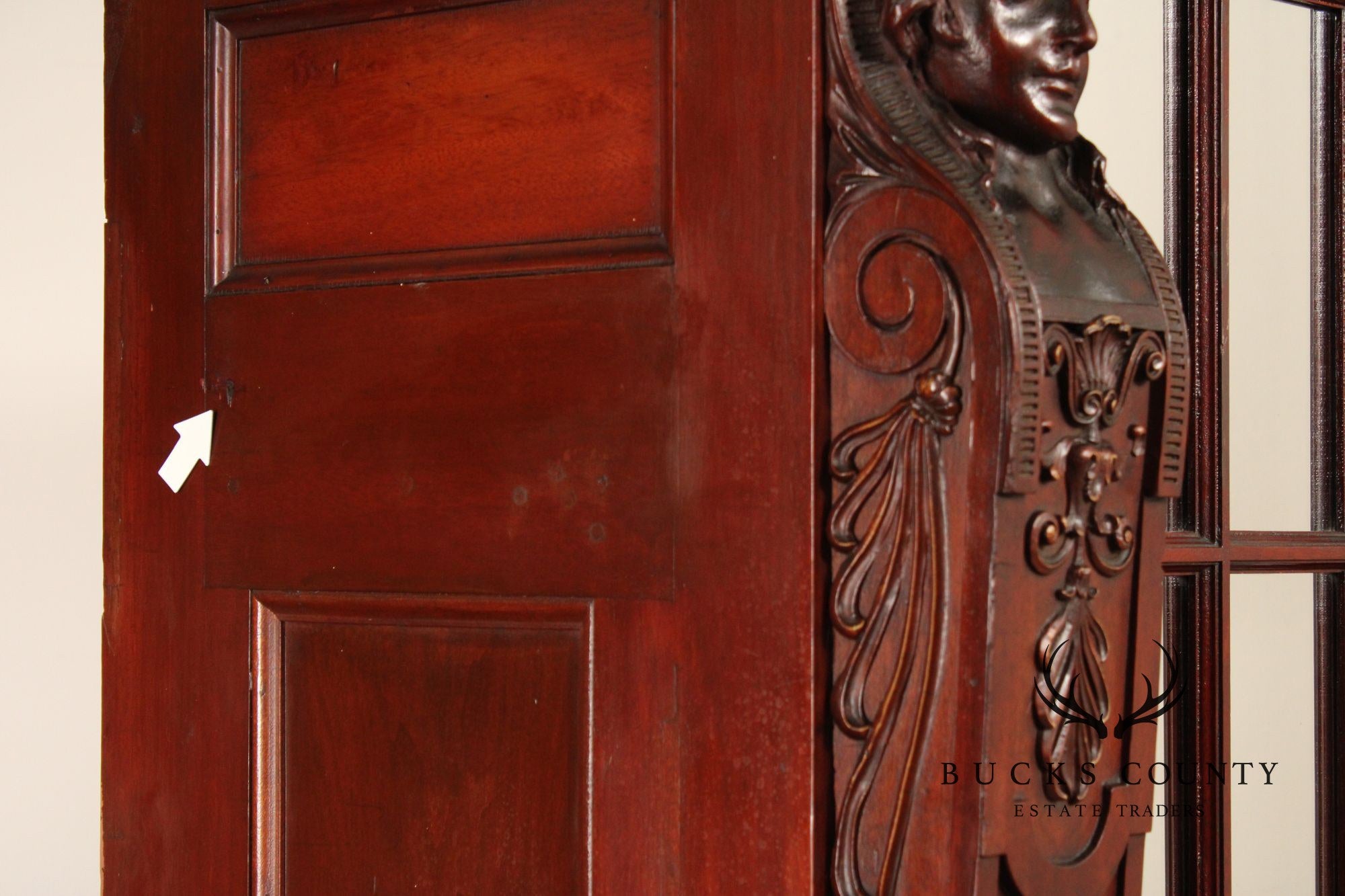 Antique Empire Revival Carved Mahogany Bookcase