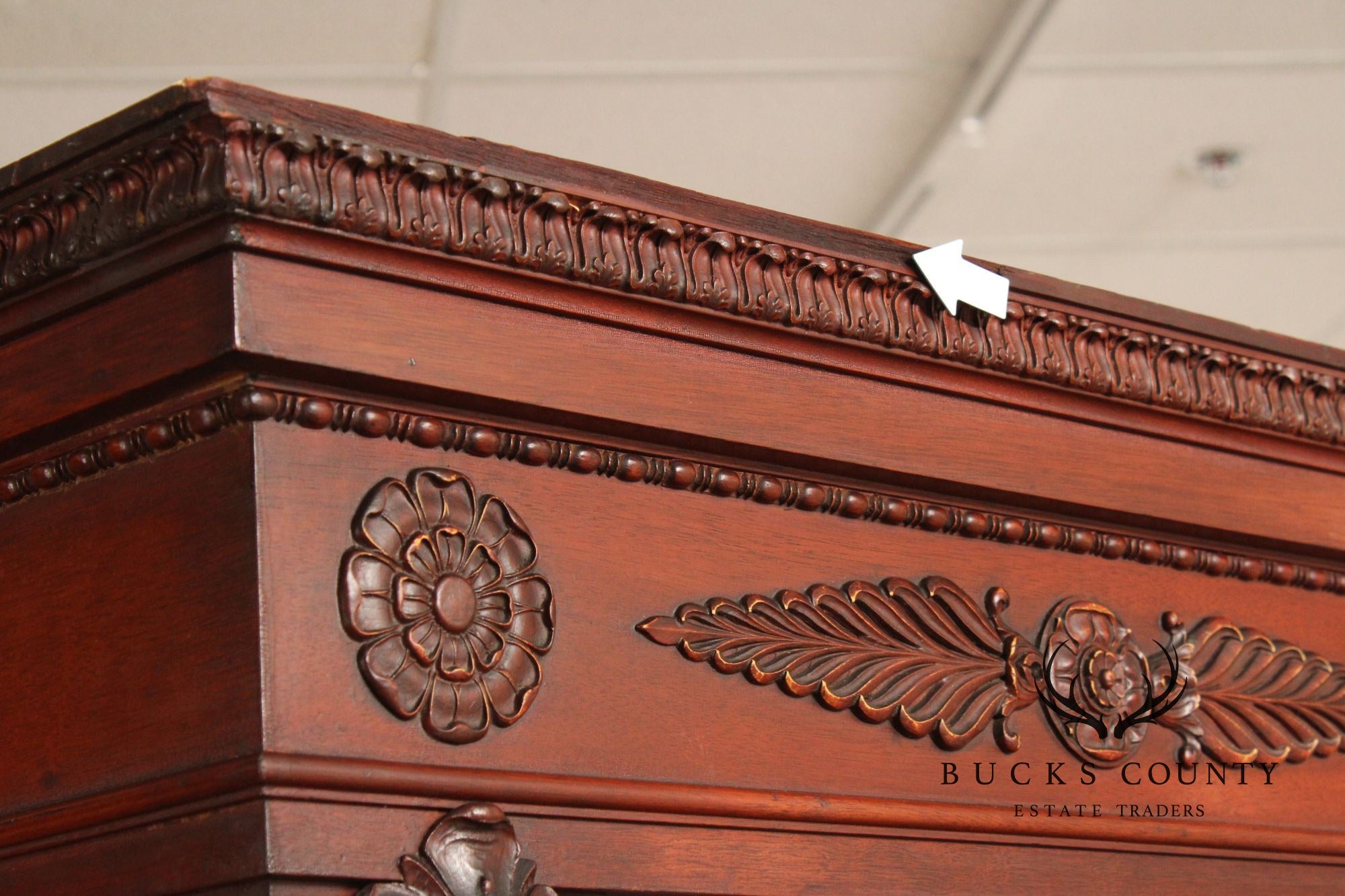 Antique Empire Revival Carved Mahogany Bookcase