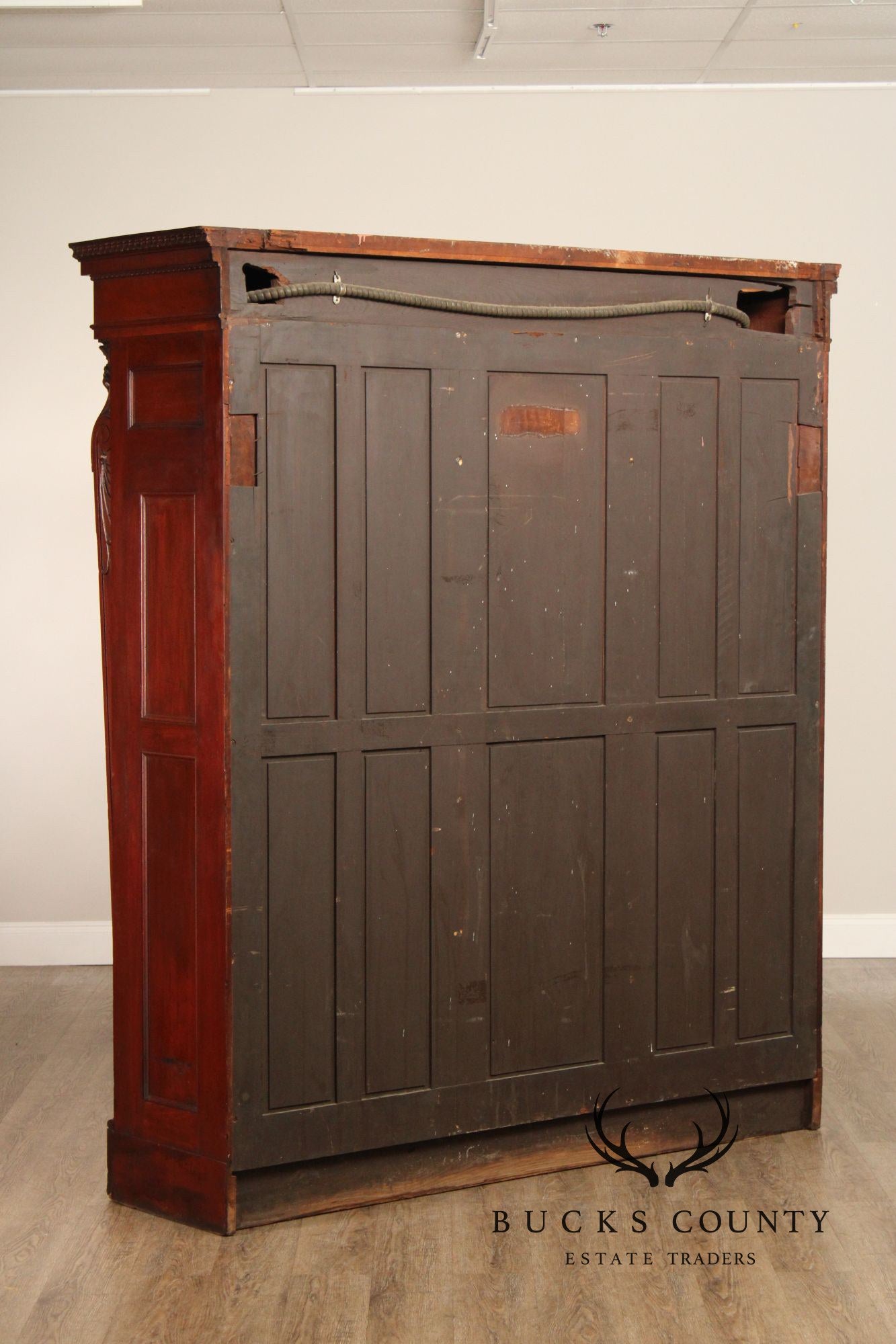 Antique Empire Revival Carved Mahogany Bookcase
