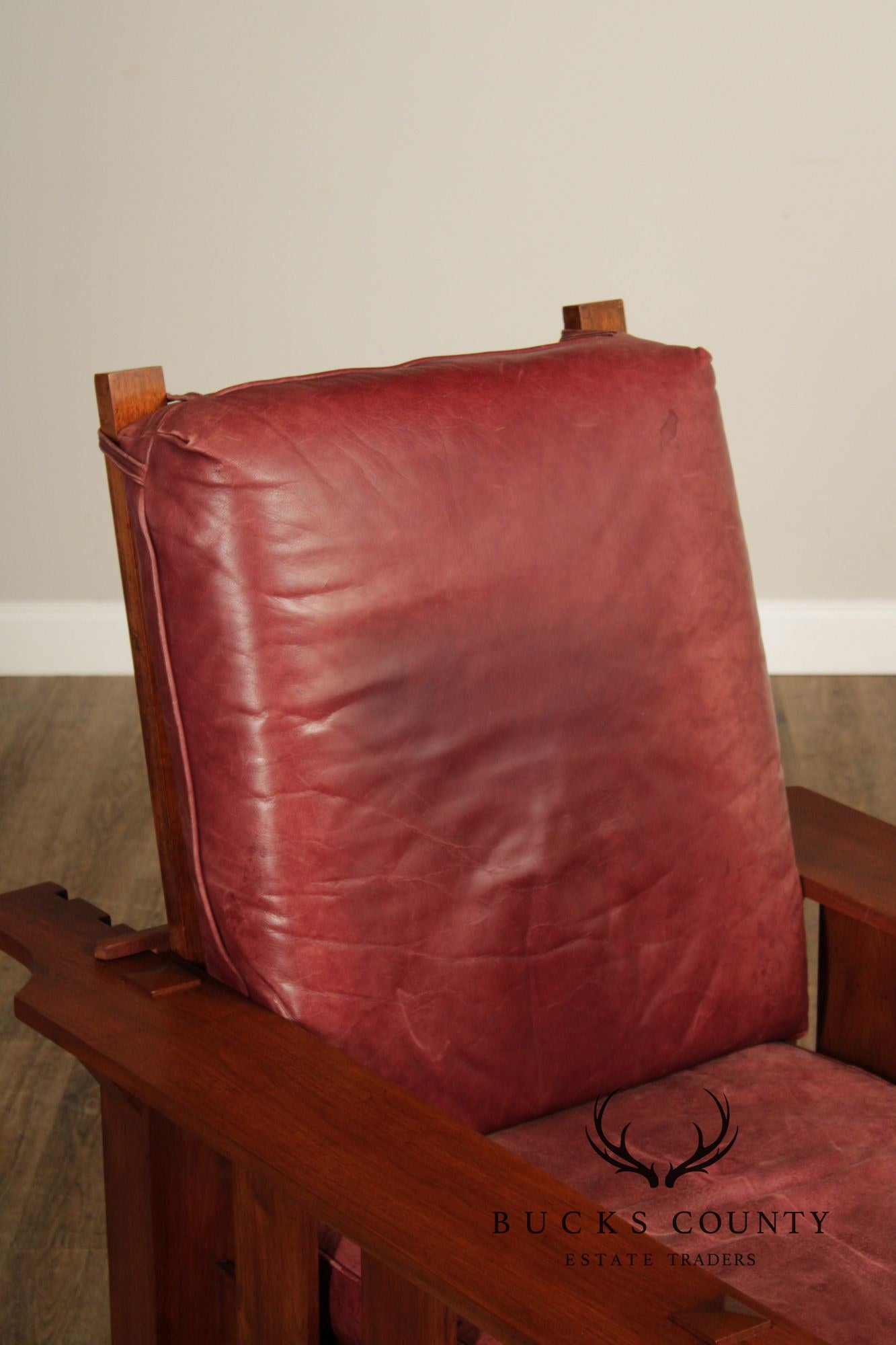 Antique Mission Walnut and Leather Morris Chair