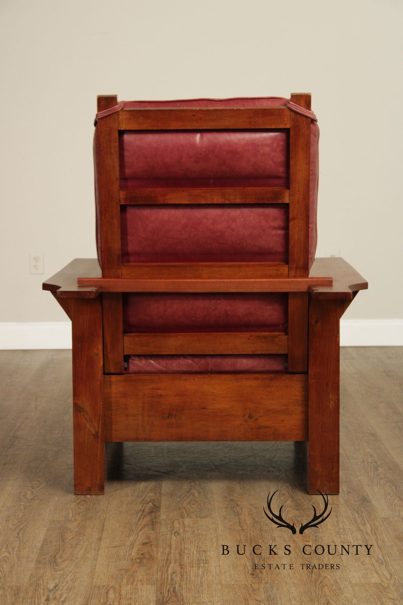 Antique Mission Walnut and Leather Morris Chair