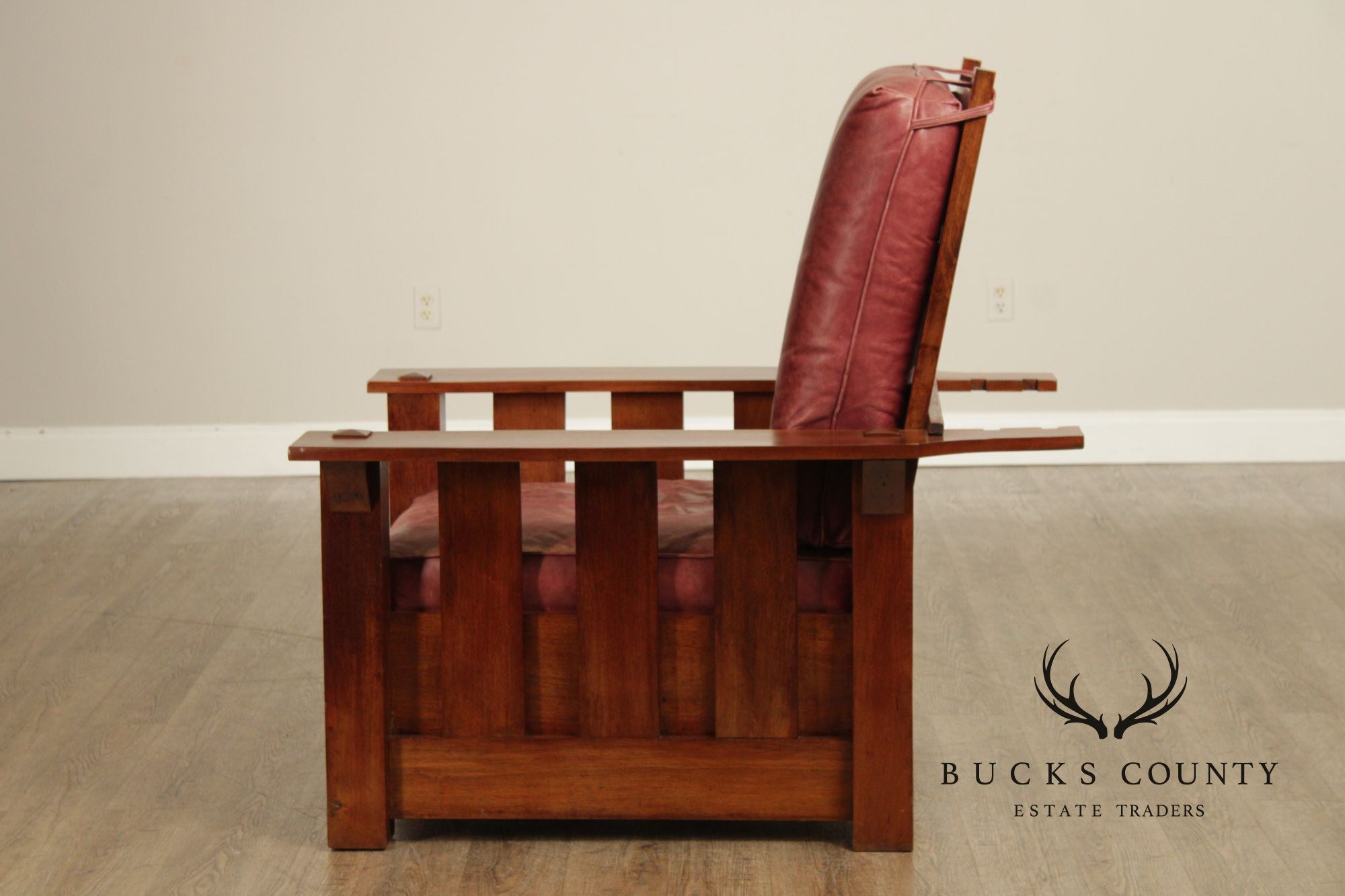 Antique Mission Walnut and Leather Morris Chair