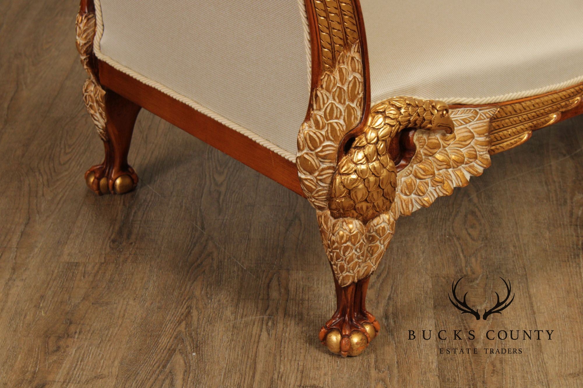 Italian Empire Gilt Carved Eagle Bench