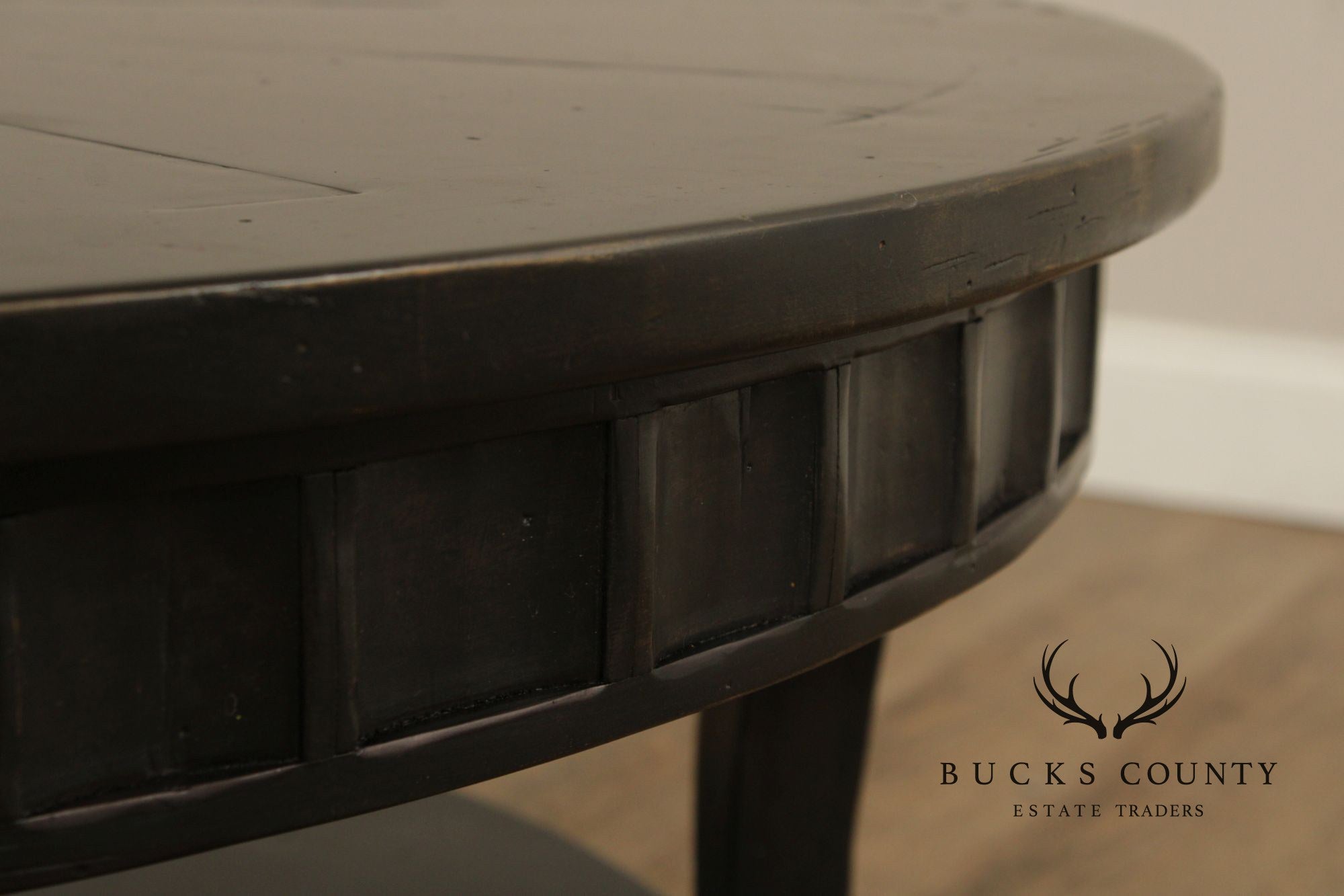 Rustic Distressed Ebony Finish Round Coffee Table