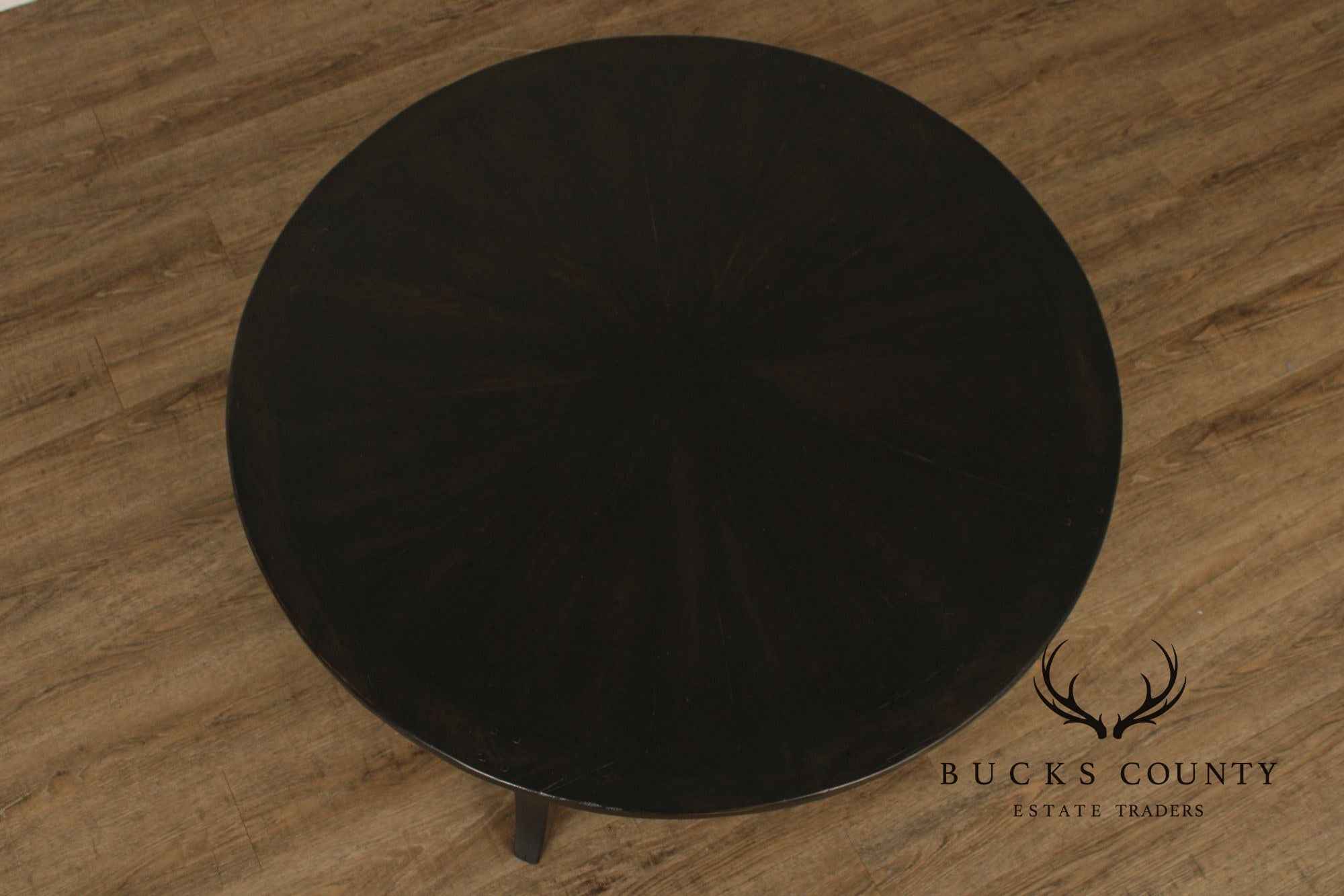 Rustic Distressed Ebony Finish Round Coffee Table