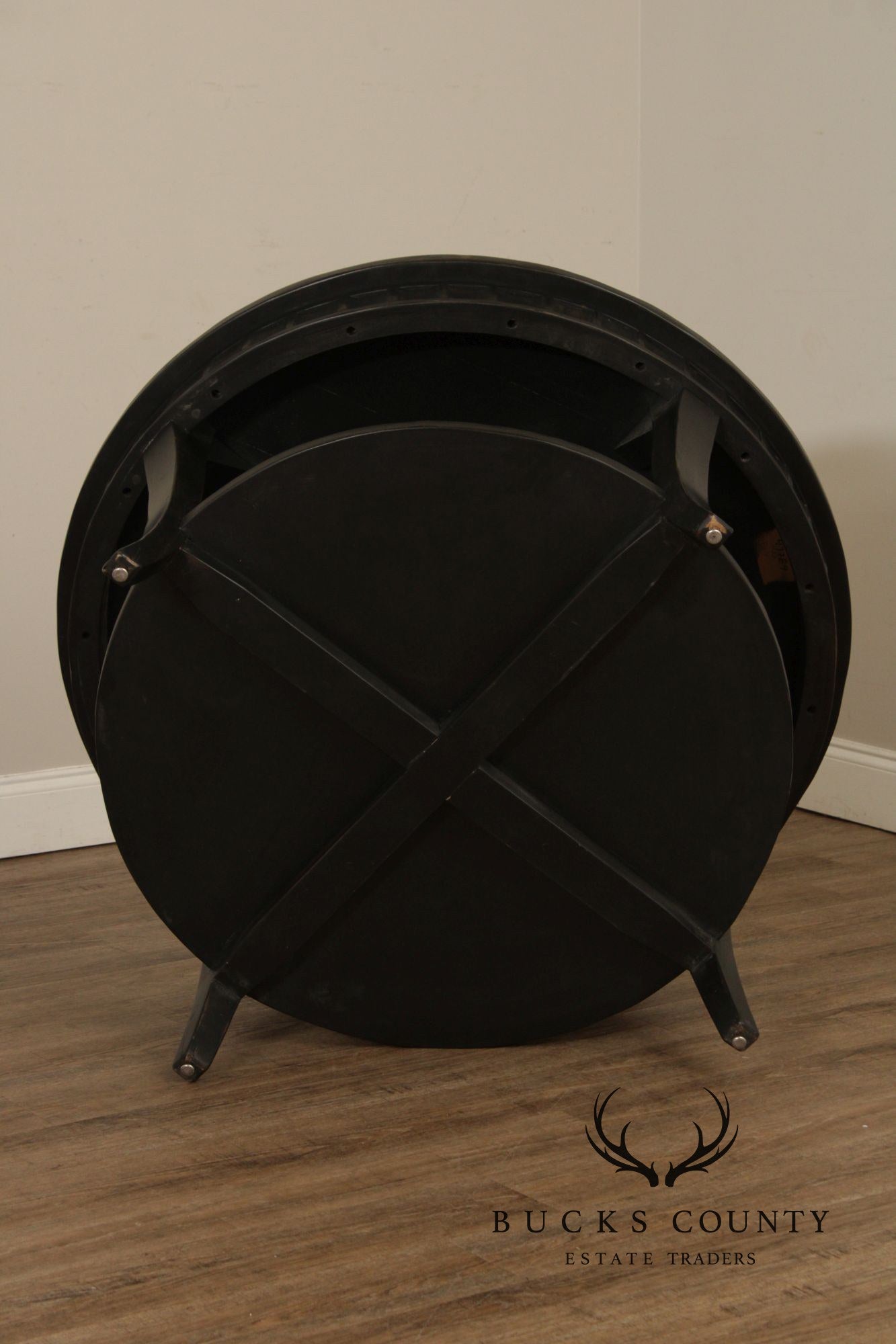 Rustic Distressed Ebony Finish Round Coffee Table