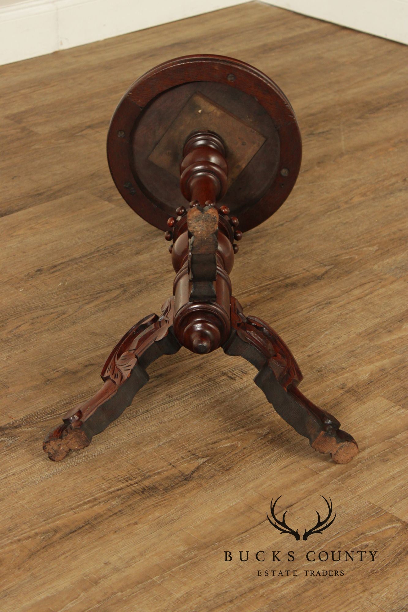 Antique Victorian Walnut Pedestal Plant Stand