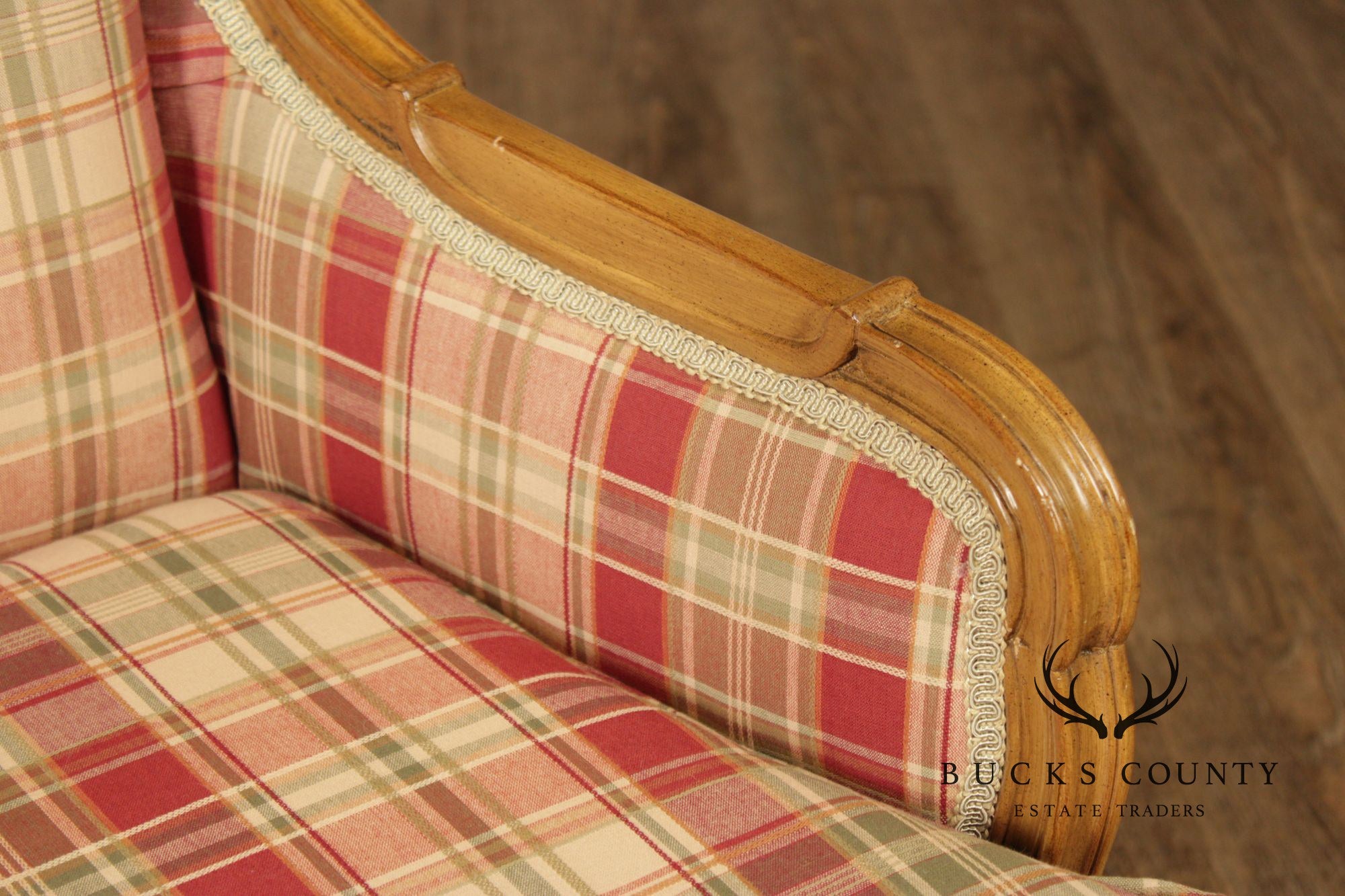 Pair Of Country French Carved Fruitwood Wingback Host Chairs