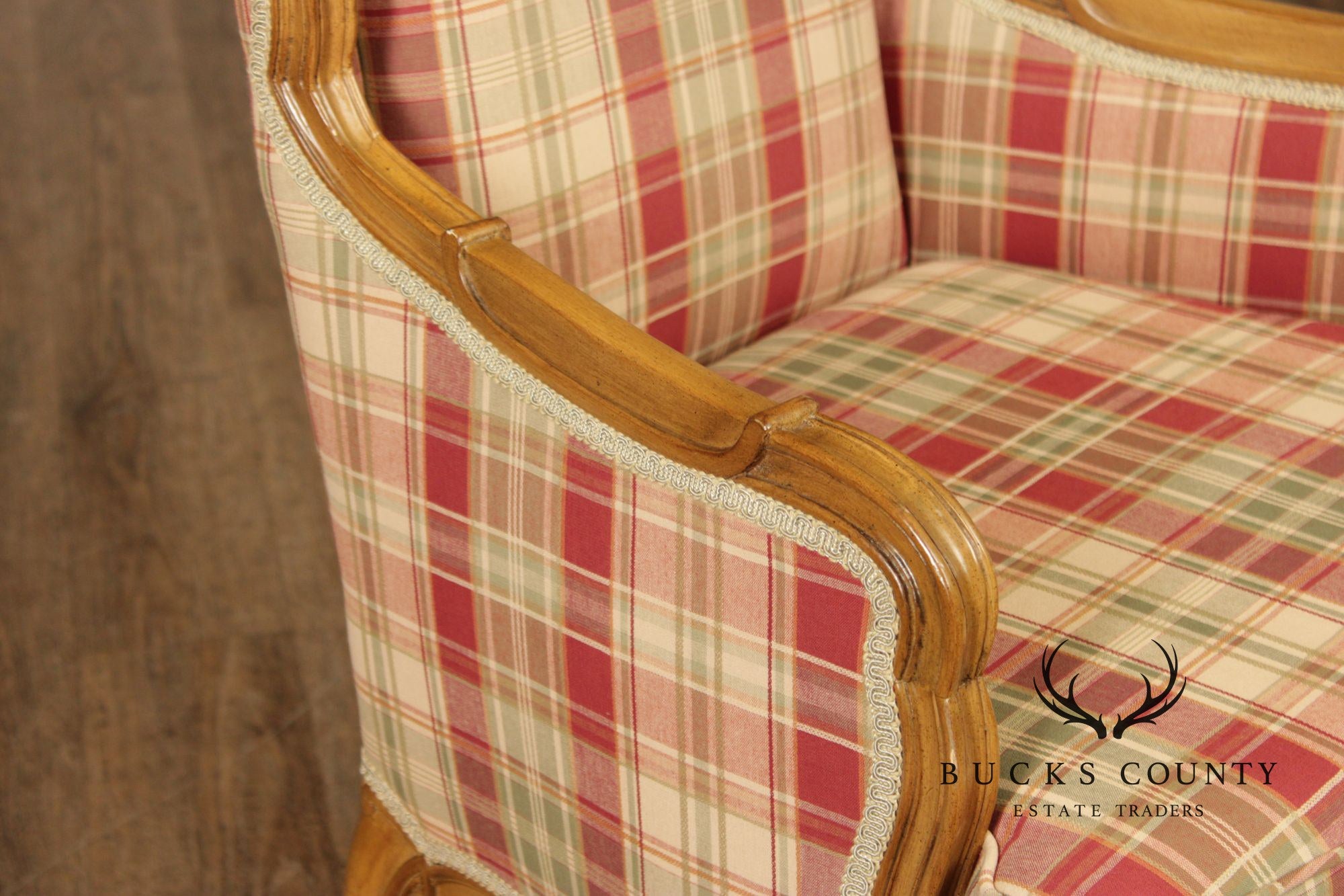 Pair Of Country French Carved Fruitwood Wingback Host Chairs