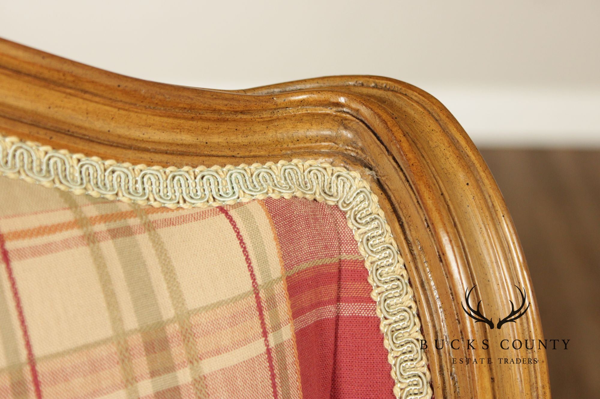 Pair Of Country French Carved Fruitwood Wingback Host Chairs